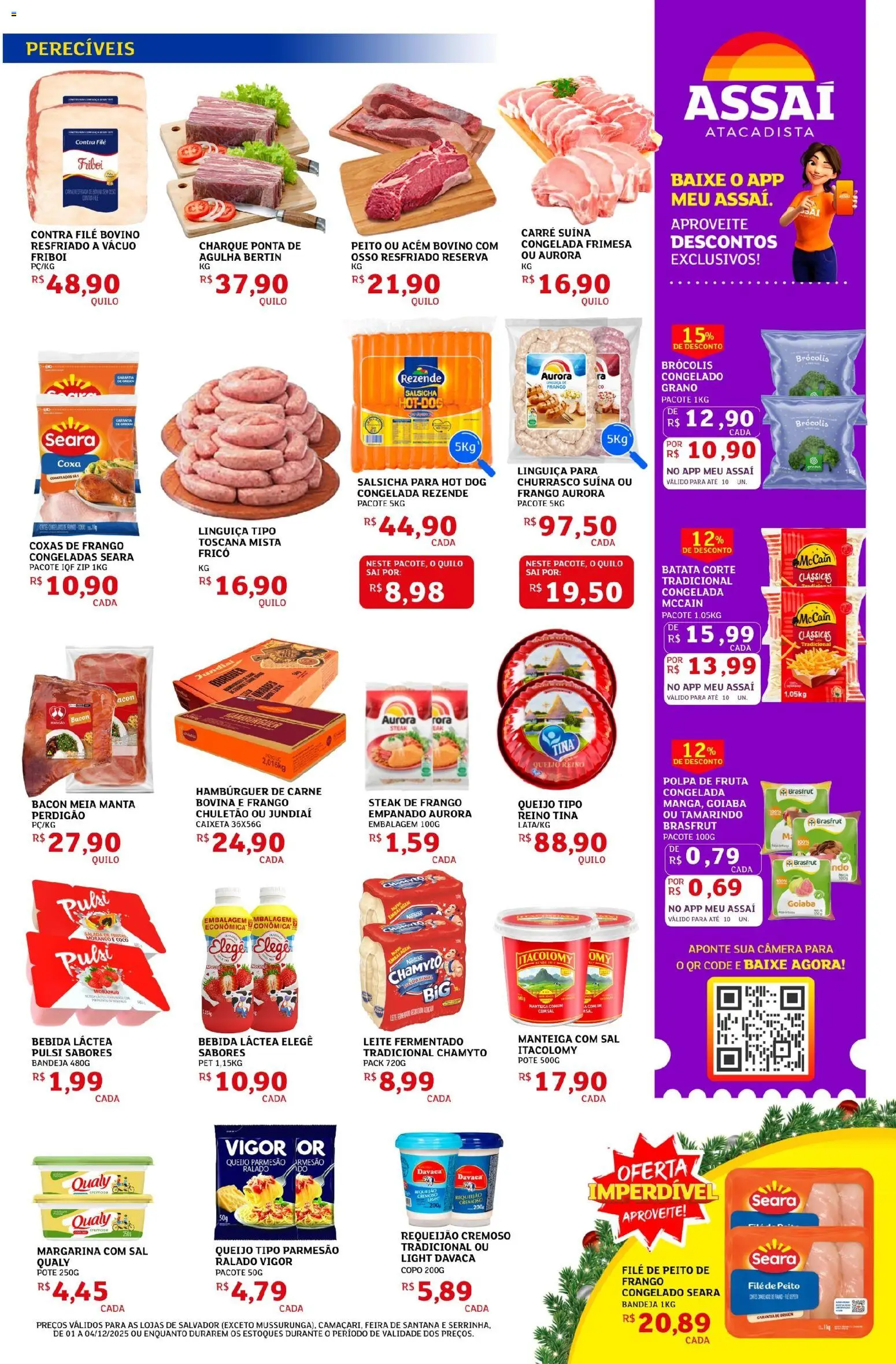 Assaí Atacadista Folheto - válido de 01.12.2025 | Página: 3 | Produtos: Linguiça, Bandeja, Queijo parmesão, Frango