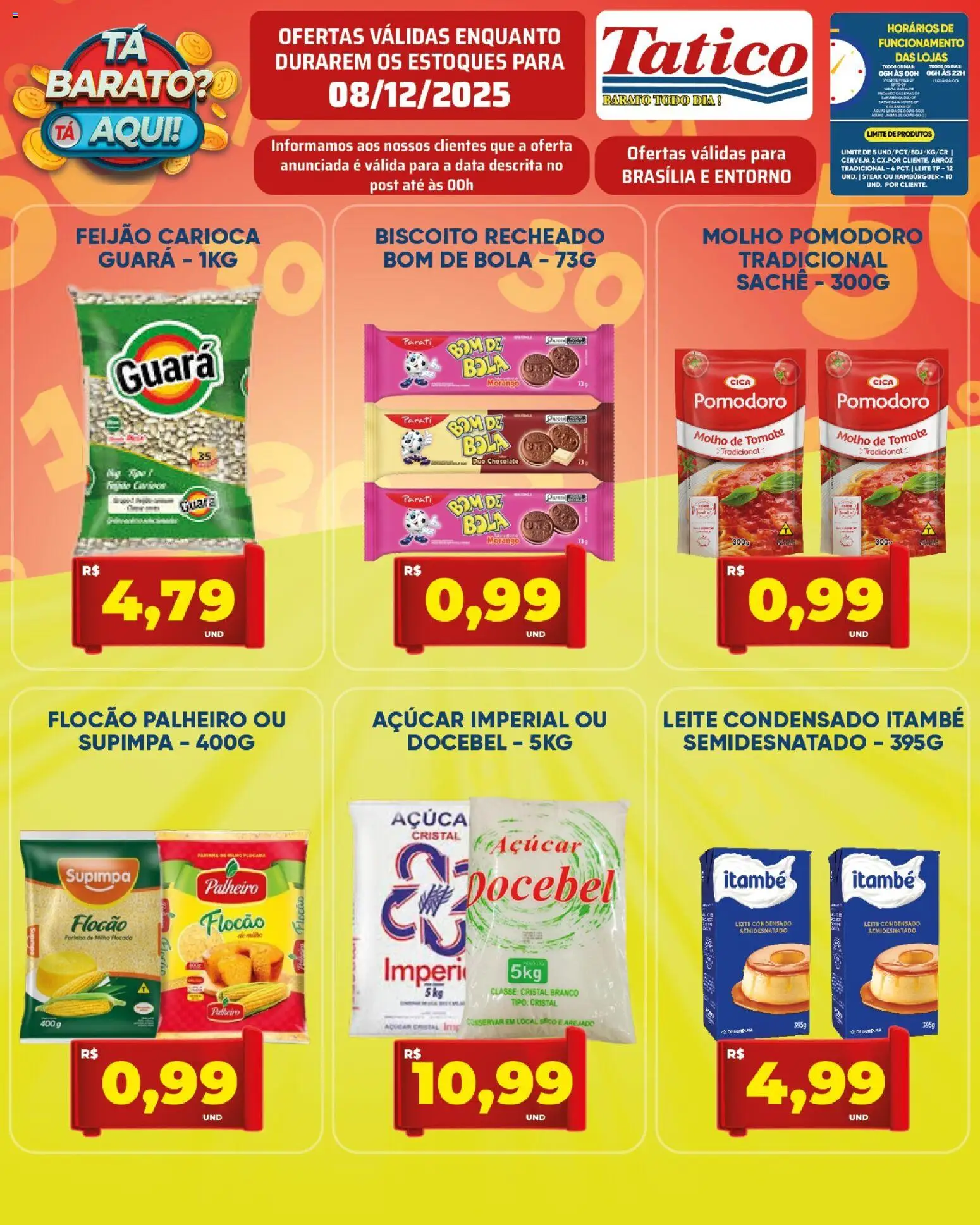 Tatico Folheto - válido de 08.12.2025 | Página: 3 | Produtos: Molho de tomate, Cerveja, Hambúrguer, Leite condensado