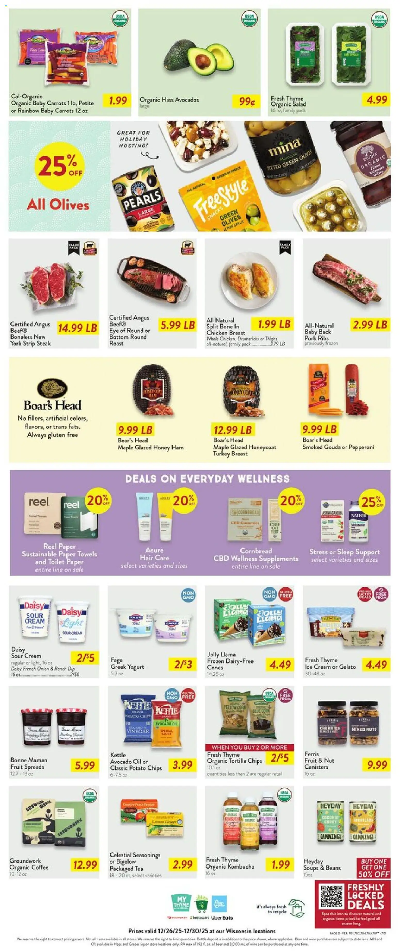 Fresh Thyme Weekly Ad - WI - valid from 26.12.2025 | Page: 4 | Products: Corn, Wine, Pork, Kettle