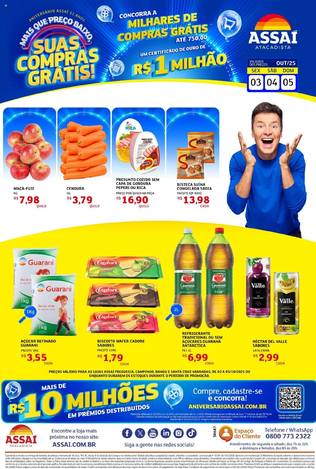 Assaí Atacadista Folheto - válido de 03.10.2025 | Página: 1 | Produtos: Biscoito, Pneus, Bebida, Açúcar