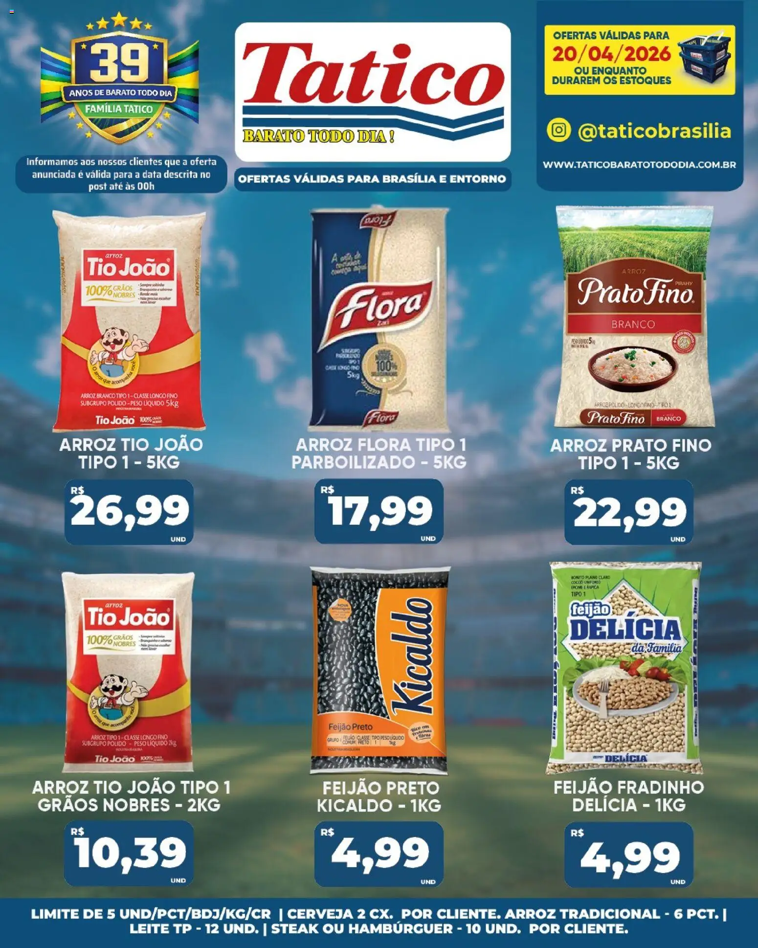 Tatico Folheto - válido de 20.04.2026 | Página: 14 | Produtos: Leite, Cerveja, Arroz, Hambúrguer