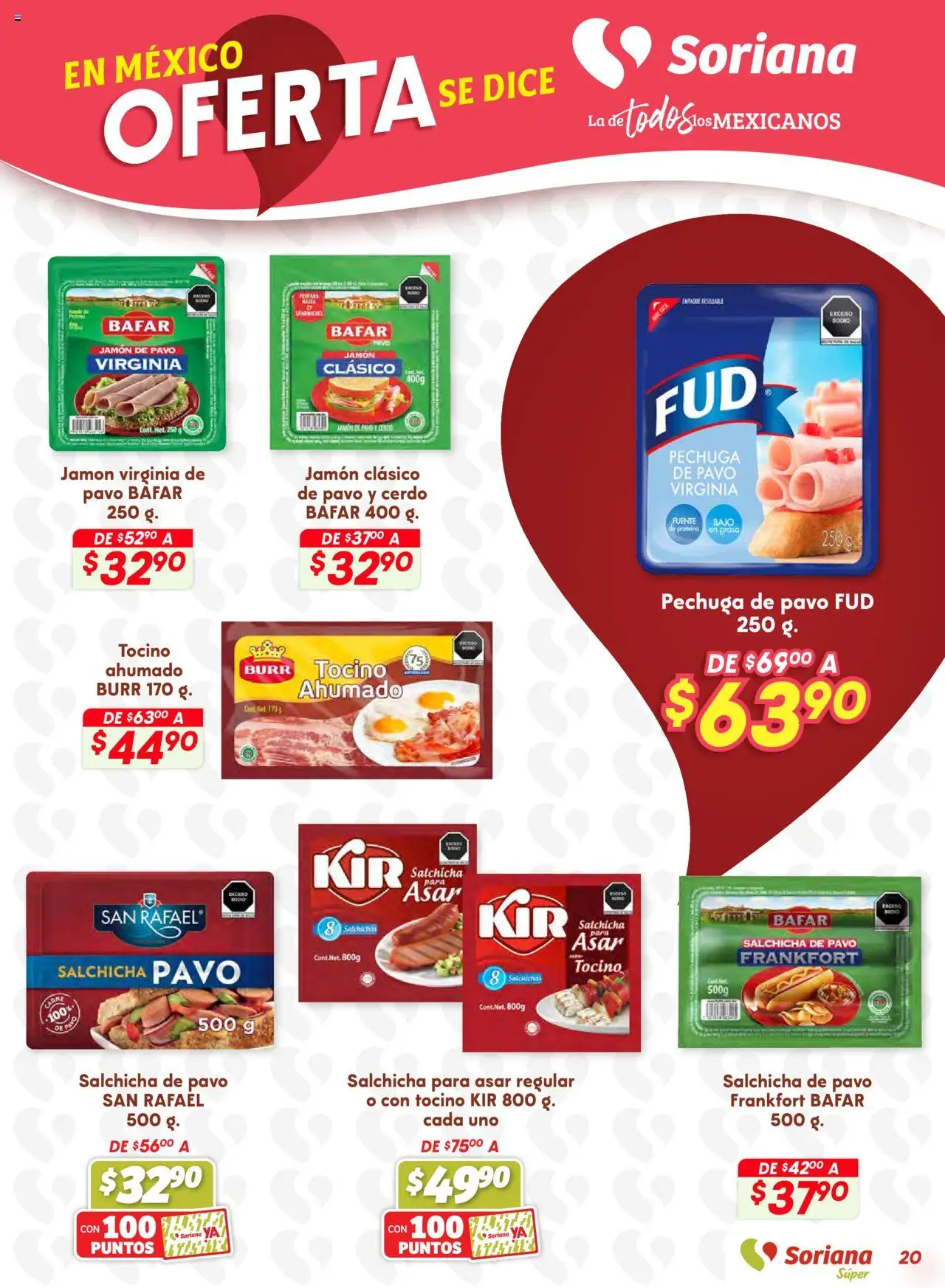 Nuevas ofertas de Soriana válidas en toda la República Mexicana desde el 25.09.2025. ¡Encuentra las mejores ofertas en Soriana - Preciazazaso Súper: Valle de México! | Página: 20 | Productos: Tocino, Salchicha, Jamón, Cerdo