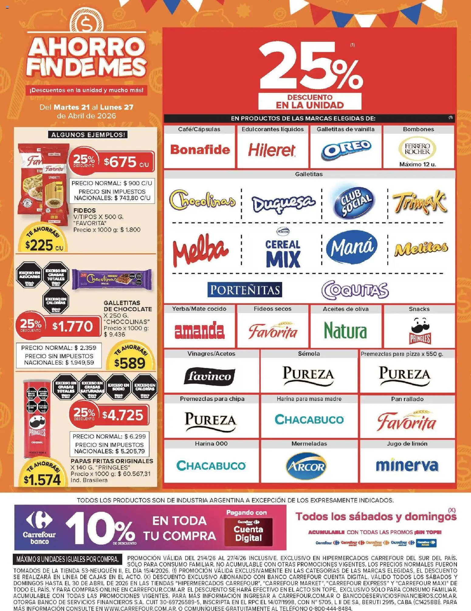 Carrefour -Carrefour Hiper │ válido desde el 21.04.2026 | Página: 8 | Productos: Pan, Chocolate, Jugo, Papas fritas
