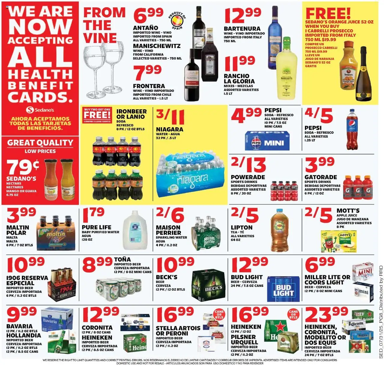 Sedano's Weekly Ad - valid from 30.07.2025 | Page: 8 | Products: Juice, Wine, Water, Mango