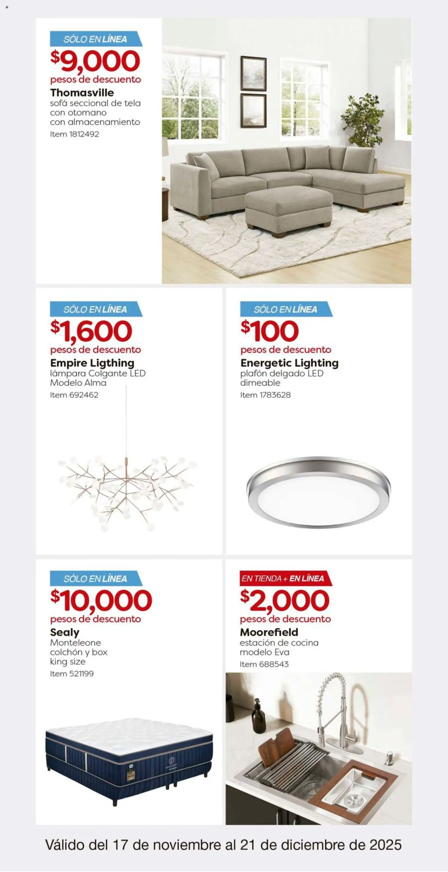 Nuevas ofertas de Costco válidas en toda la República Mexicana desde el 17.11.2025. ¡Encuentra las mejores ofertas en Costco catálogo! | Página: 21 | Productos: Sofá, Cocina, Colchón, Lámpara