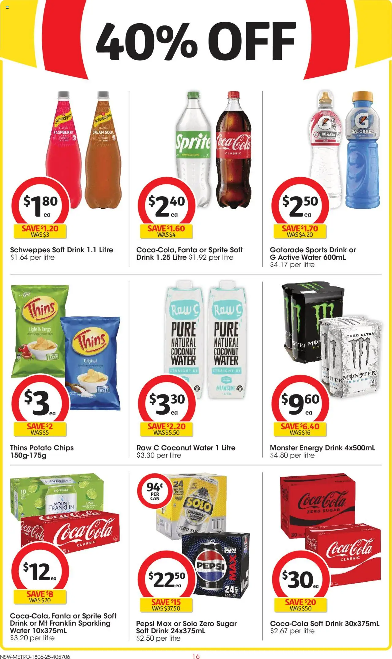 Coles catalogue - valid from 18.06.2025 | Page: 16 | Products: Energy drink, Pepsi, Lemon, Raspberry