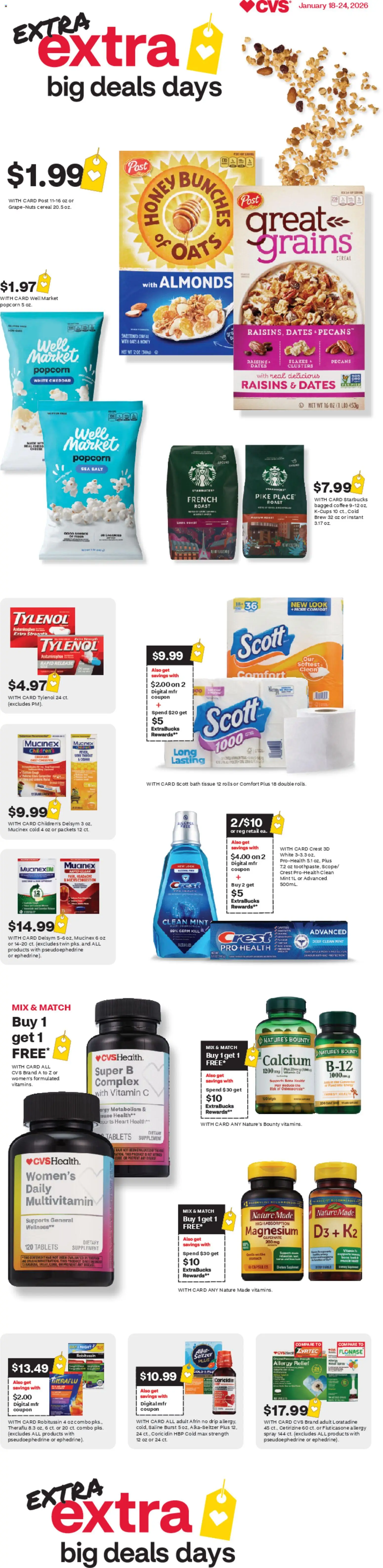 CVS Pharmacy Weekly Ad - DC - valid from 18.01.2026 | Page: 1 | Products: Multivitamin, Bath, Raisins, Salt