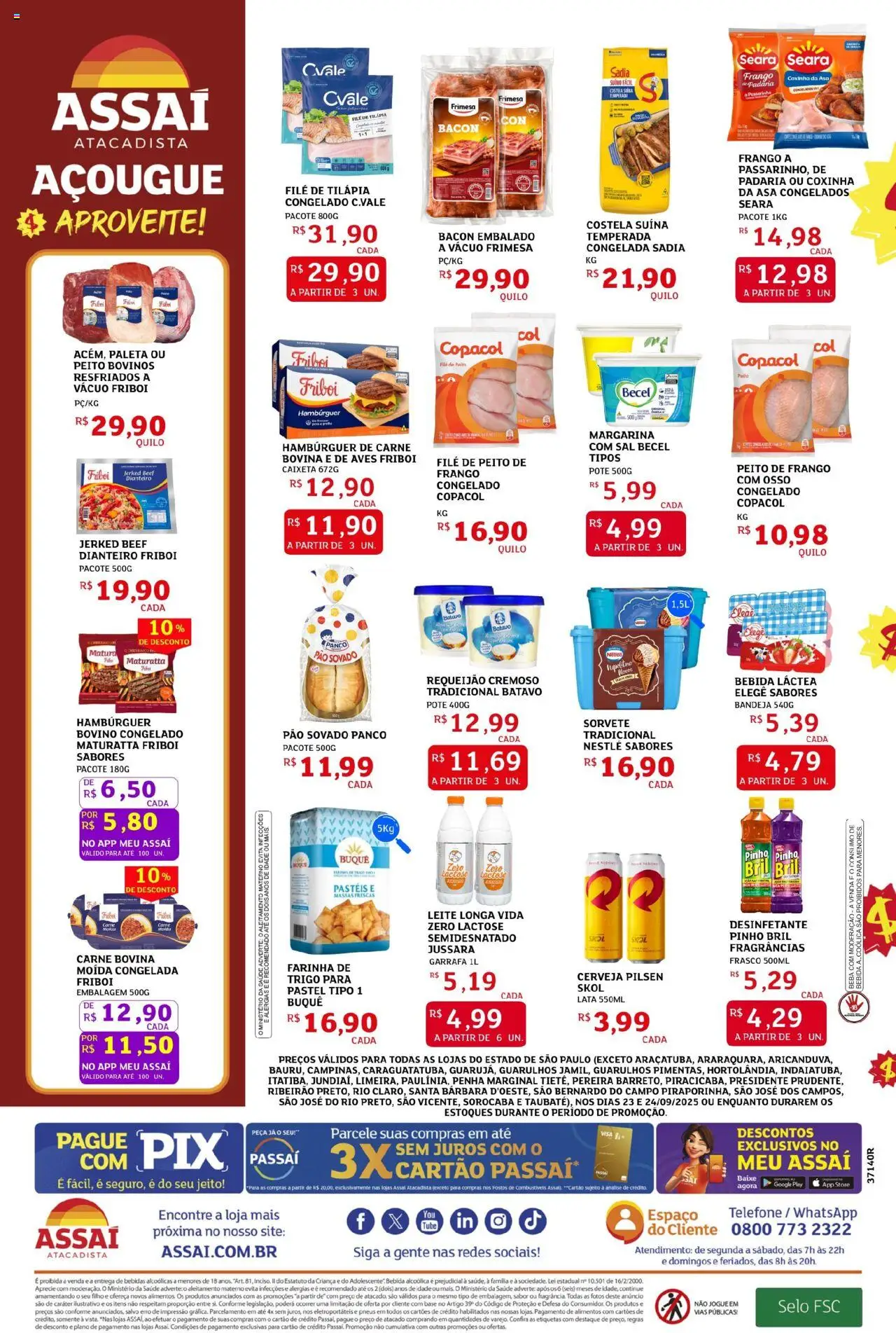 Assaí Atacadista Folheto - válido de 23.09.2025 | Página: 2 | Produtos: Hambúrguer, Sorvete, Telefone, Requeijão