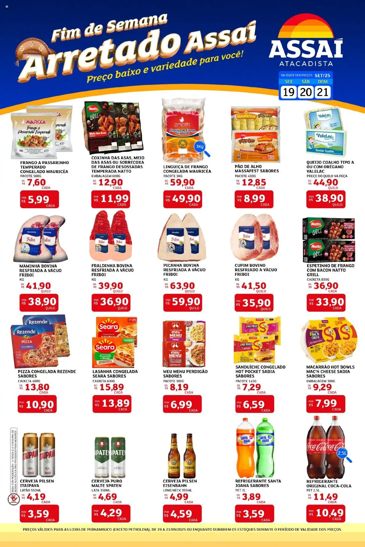 Assaí Atacadista Folheto - válido de 19.09.2025 | Página: 1 | Produtos: Queijo, Pizza, Cerveja, Orégano