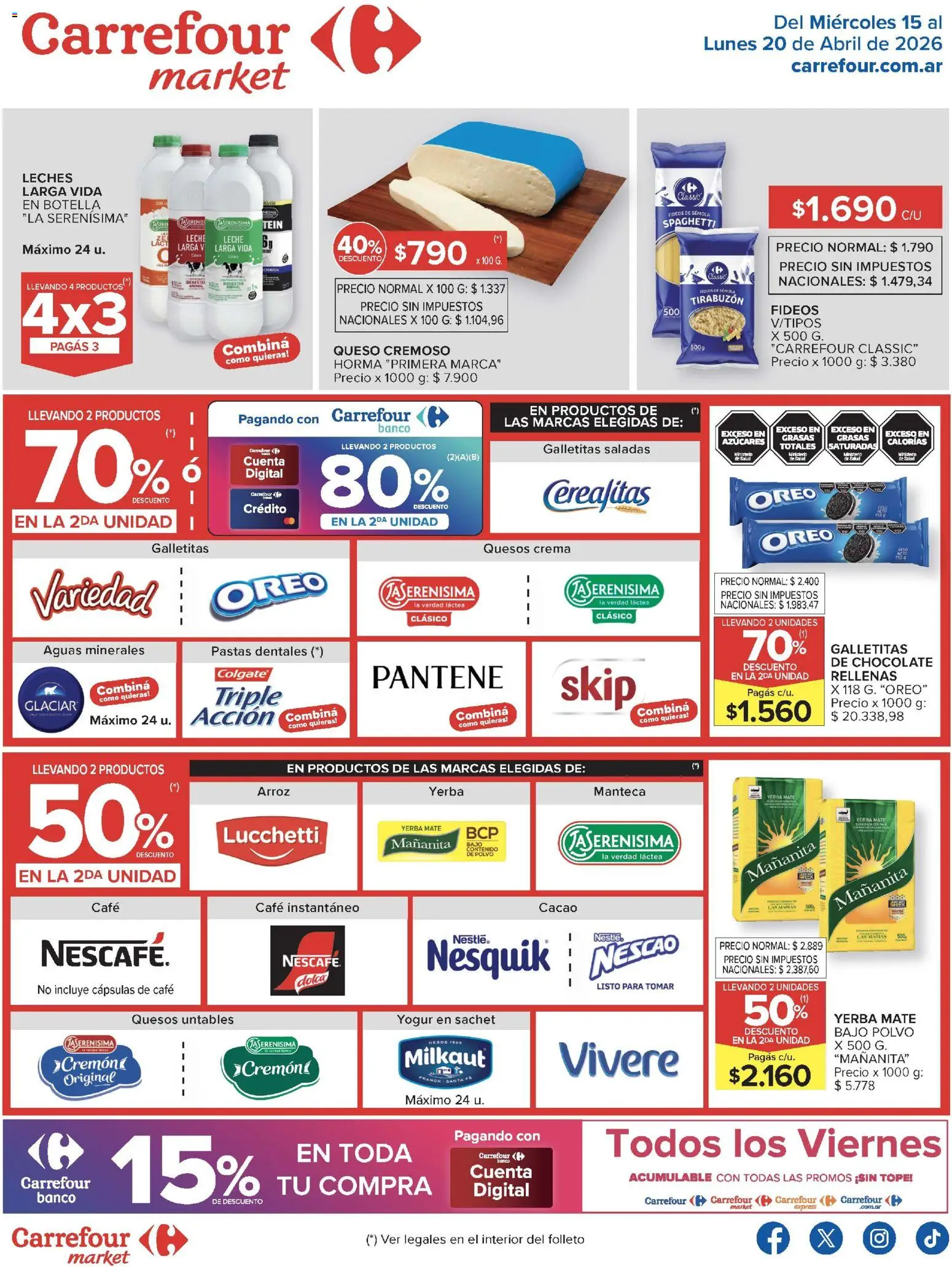 Carrefour Market catálogo │ válido desde el 15.04.2026 | Página: 1 | Productos: Polvo, Leche, Queso, Cacao