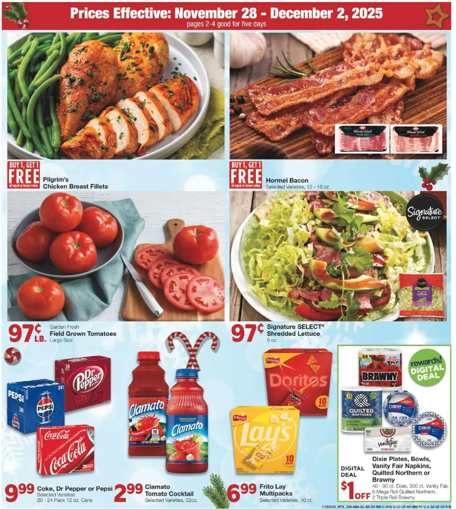 United Supermarkets Weekly Ad - valid from 28.11.2025 | Page: 2 | Products: Lettuce, Tomatoes, Pepper