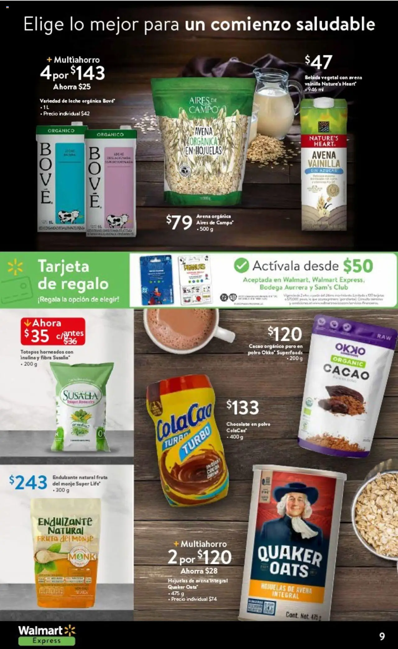 Nuevas ofertas de Walmart Express válidas en toda la República Mexicana desde el 14.08.2025. ¡Encuentra las mejores ofertas en Walmart Express - Folleto! | Página: 9 | Productos: Azúcar, Leche, Cacao, Polvo