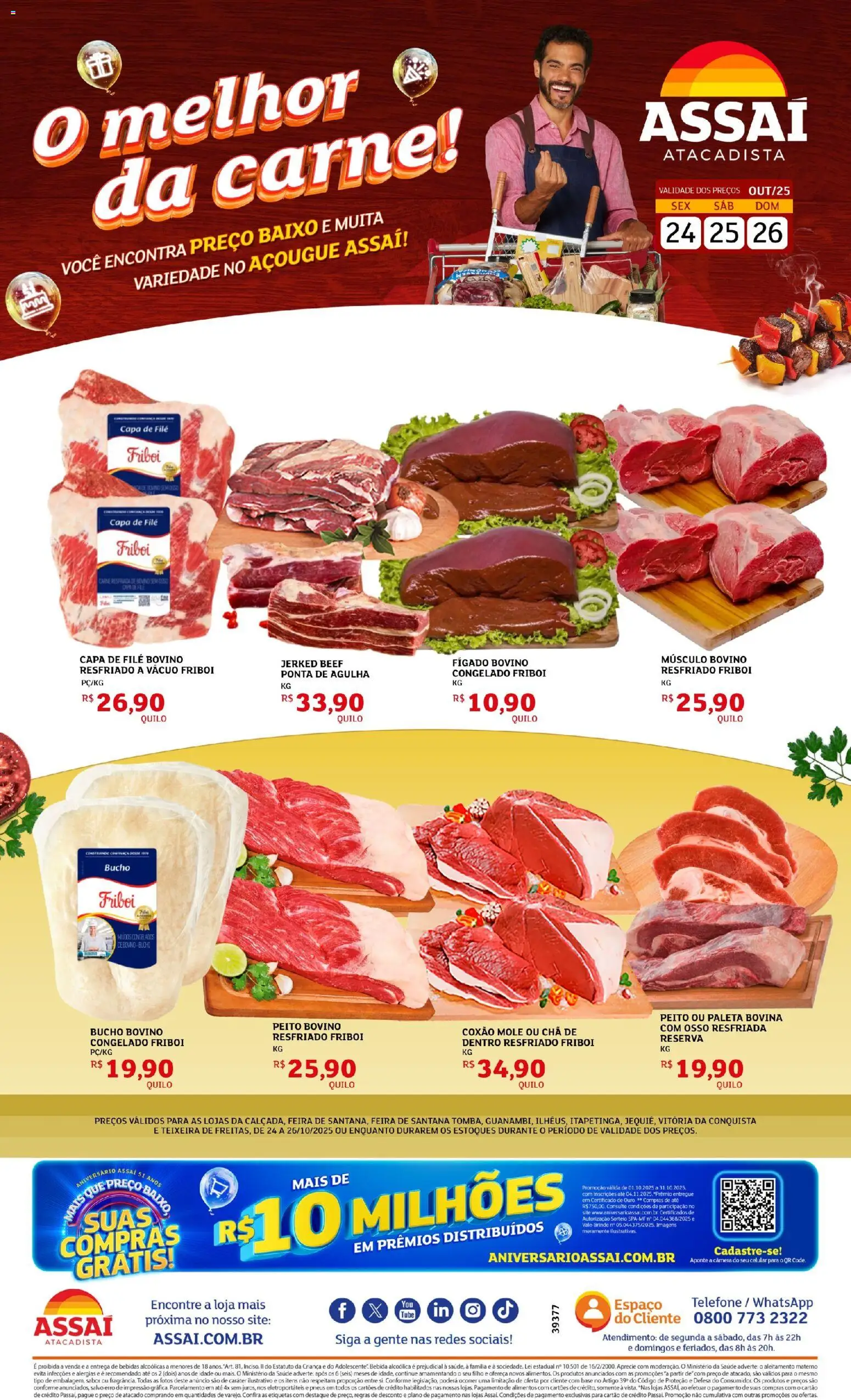Assaí Atacadista Folheto - válido de 24.10.2025 | Página: 1 | Produtos: Celular, Base, Carne, Baixo