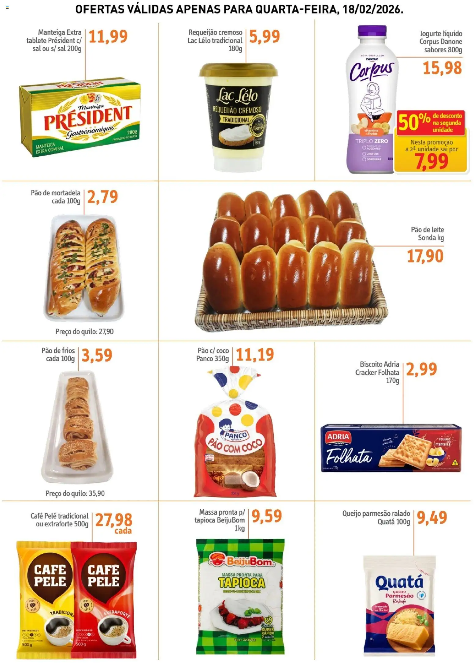 Sonda Folheto - válido de 18.02.2026 | Página: 2 | Produtos: Coco, Tapioca, Queijo, Parmesão