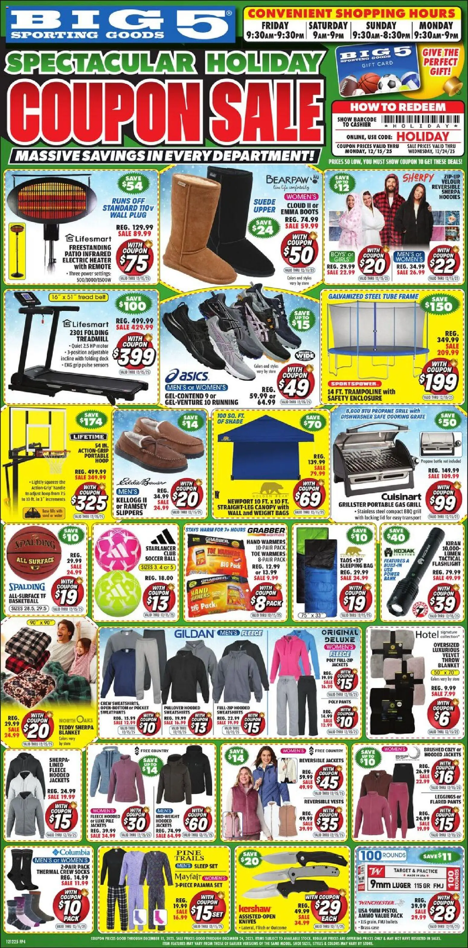 Big 5 Sporting Goods Weekly Ad - valid from 12.12.2025 | Page: 1 | Products: Leggings, Bag, Dishwasher, Weight