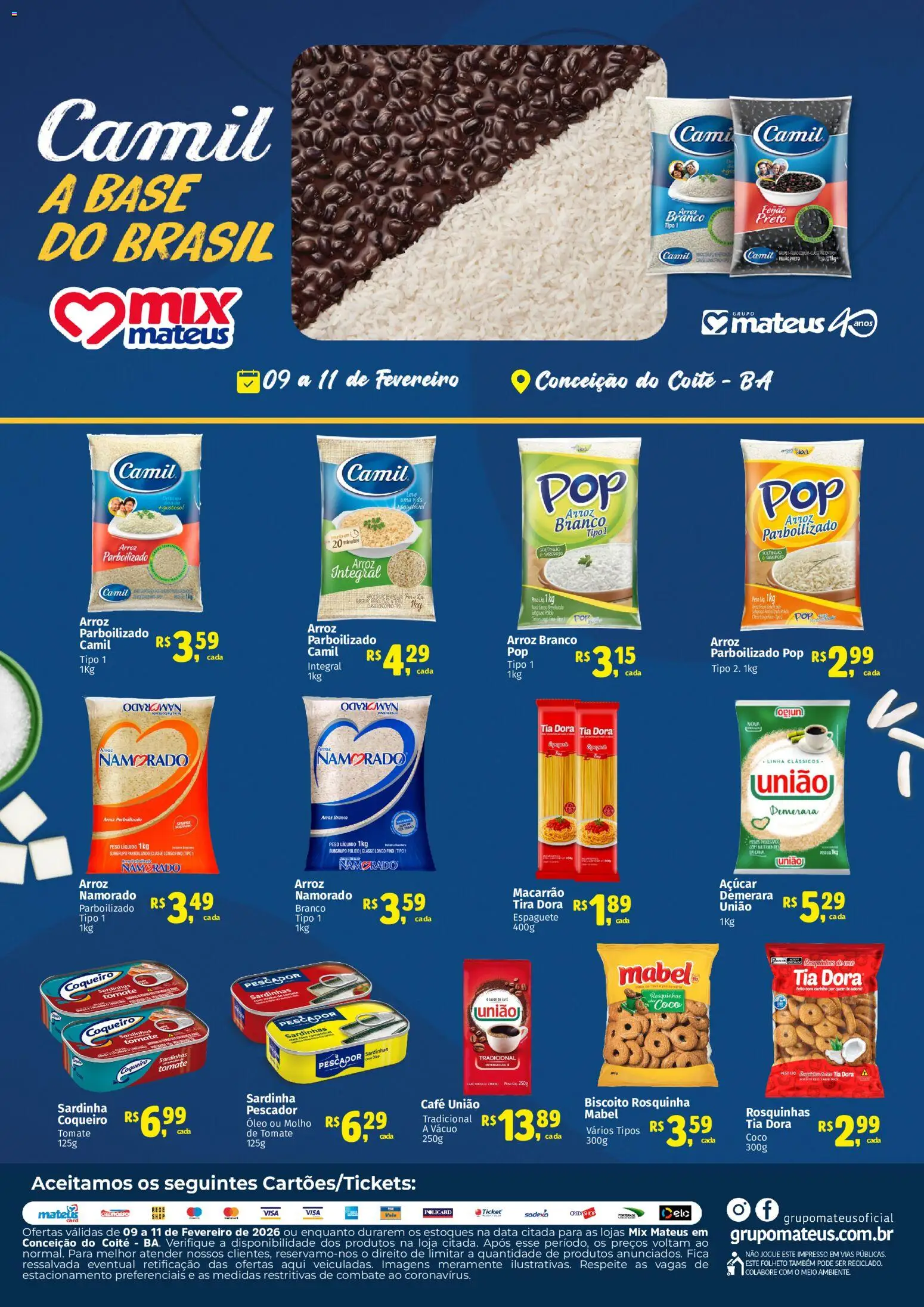 Mateus Folheto - válido de 09.02.2026 | Página: 1 | Produtos: Coco, Biscoito, Óleo, Arroz
