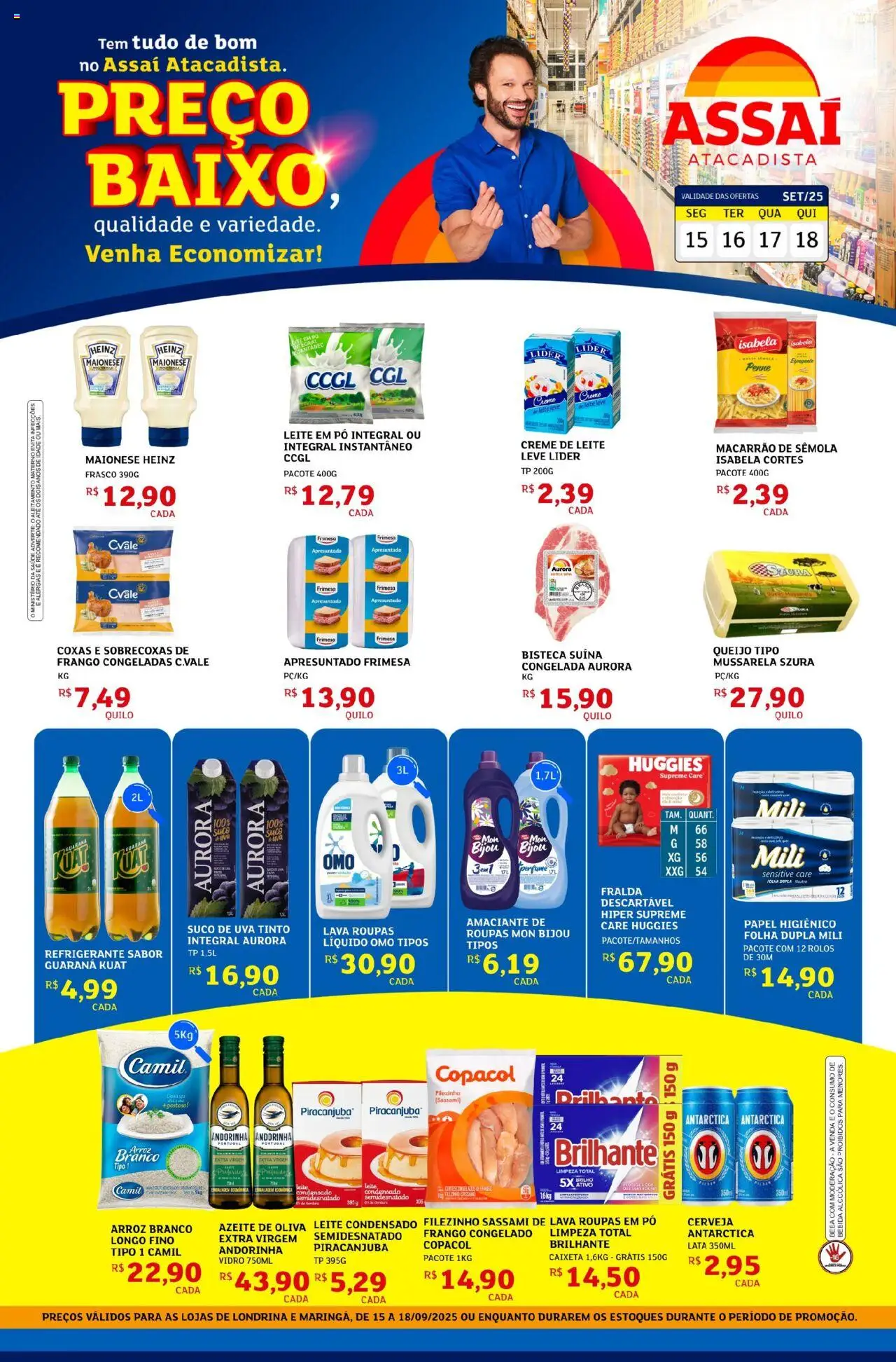 Assaí Atacadista Folheto - válido de 15.09.2025 | Página: 1 | Produtos: Arroz, Roupas, Creme, Leite condensado