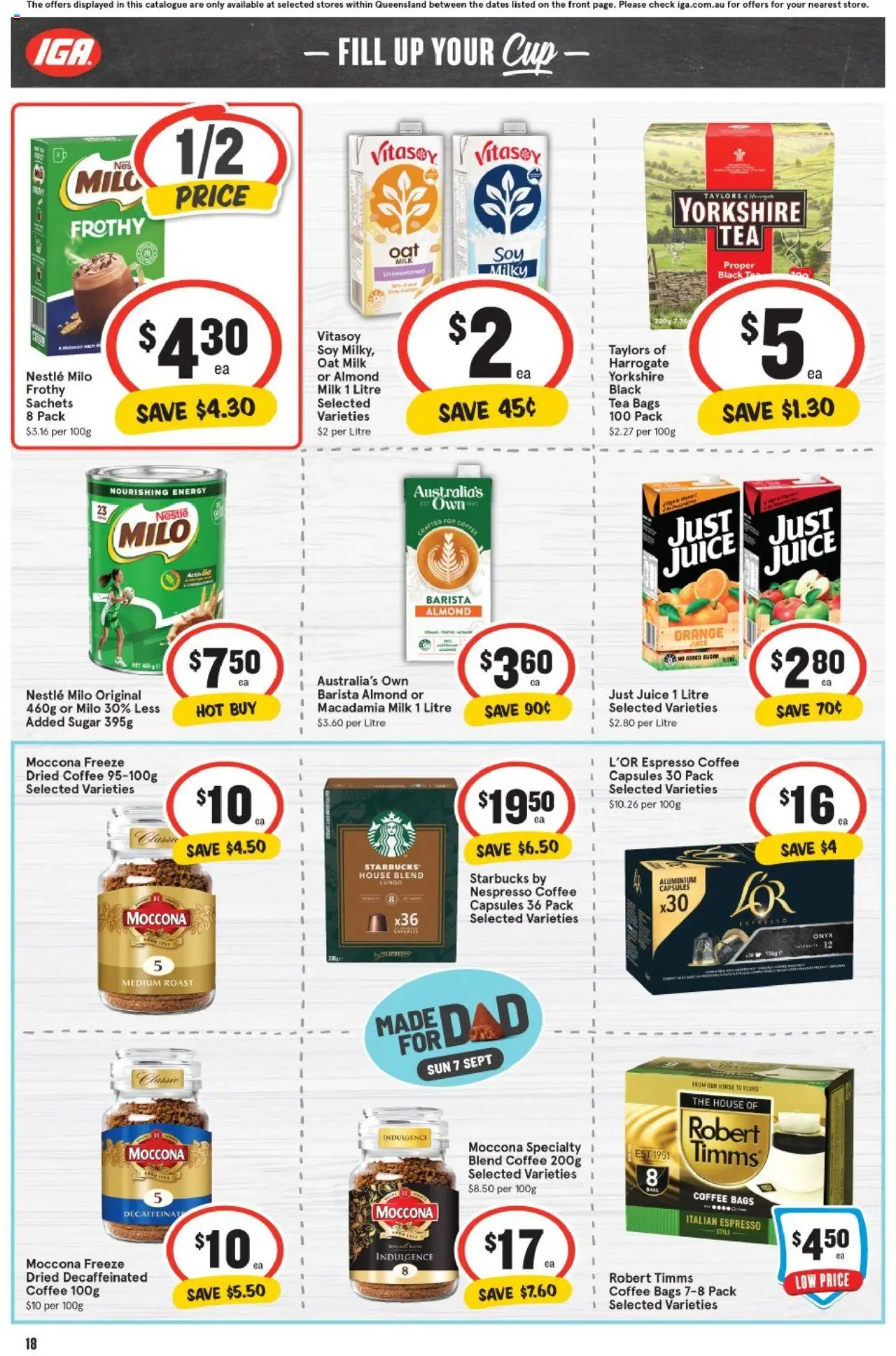 IGA catalogue - valid from 27.08.2025 | Page: 16 | Products: Milk, Juice, Sugar, Moccona