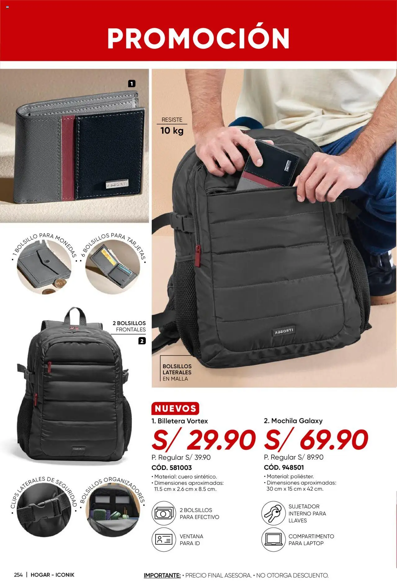 Catálogo Azzorti válido desde 28.07.2025 | Página: 256 | Productos: Mochila, Billetera