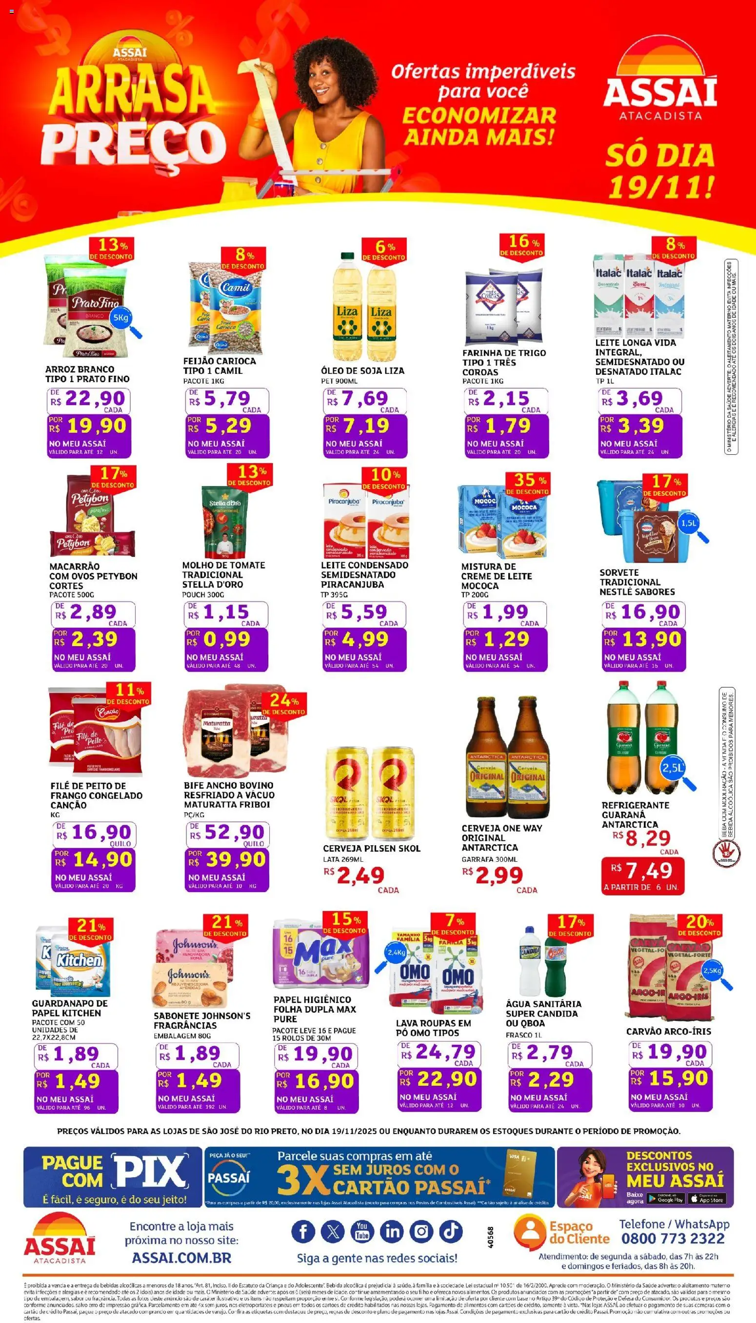 Assaí Atacadista Folheto - válido de 19.11.2025 | Página: 1 | Produtos: Pó, Farinha de trigo, Pneus, Sabonete