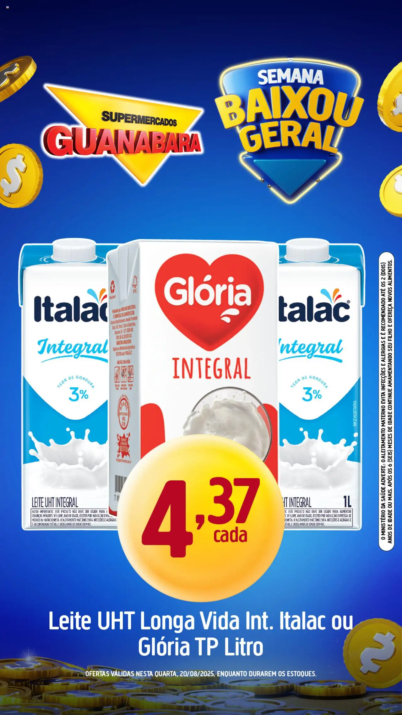 Supermercados Guanabara Folheto - válido de 20.08.2025 | Página: 7 | Produtos: Leite