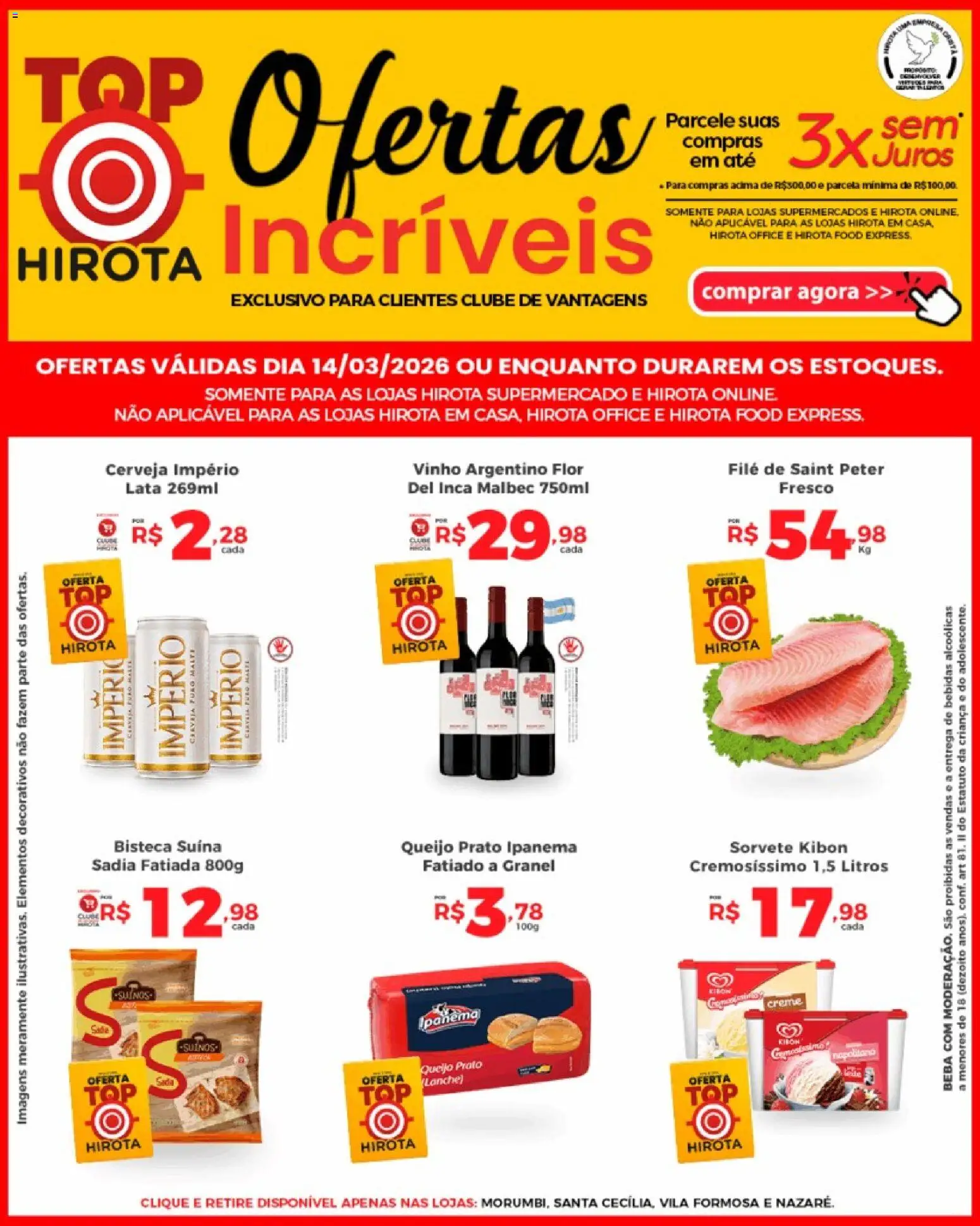 Hirota Food Folheto - válido de 14.03.2026 | Página: 1 | Produtos: Queijo, Vinho, Creme, Sorvete