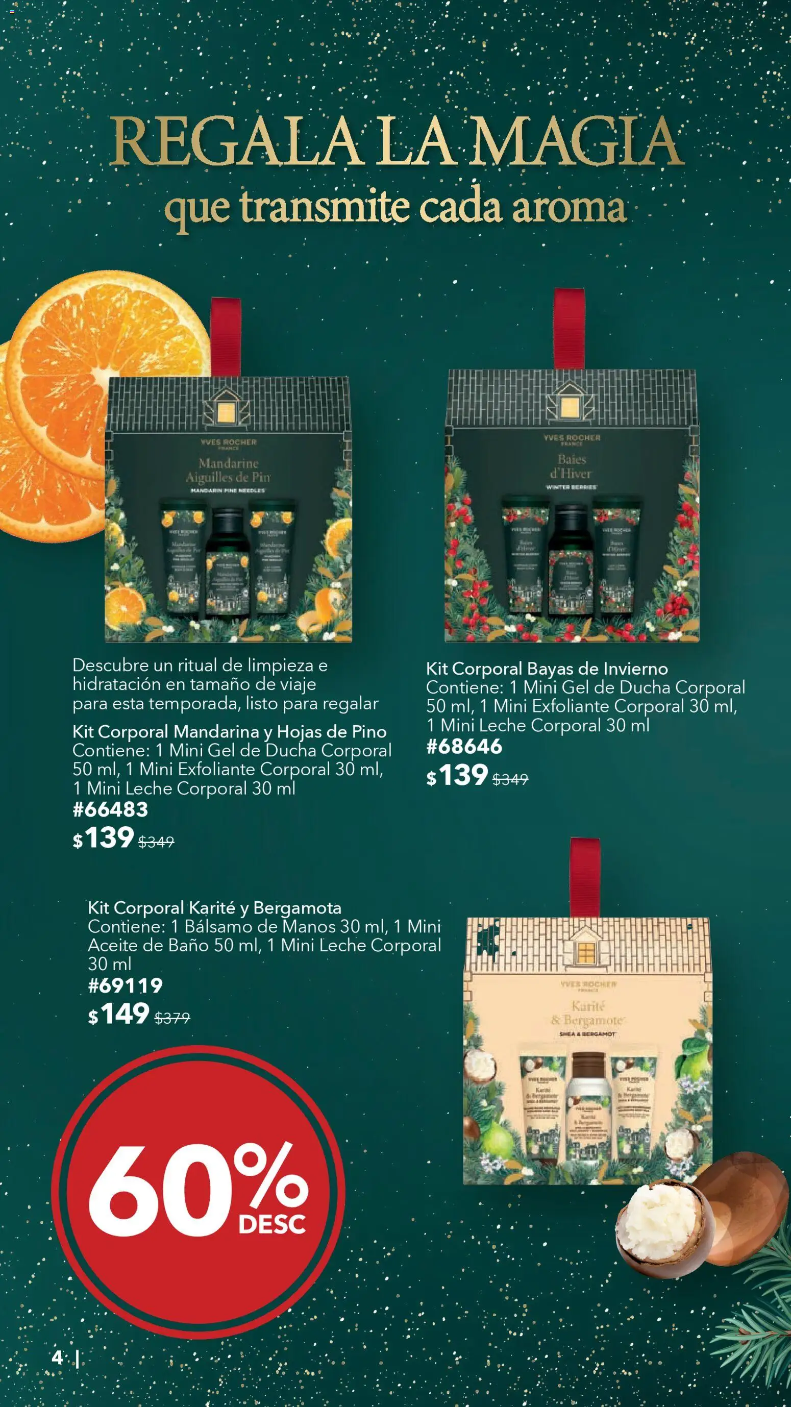 Nuevas ofertas de Yves Rocher válidas en toda la República Mexicana desde el 23.12.2025. ¡Encuentra las mejores ofertas en Yves Rocher catálogo La Magia de los Regalos Continúa! | Página: 4 | Productos: Exfoliante corporal, Leche, Aceite, Gel de ducha