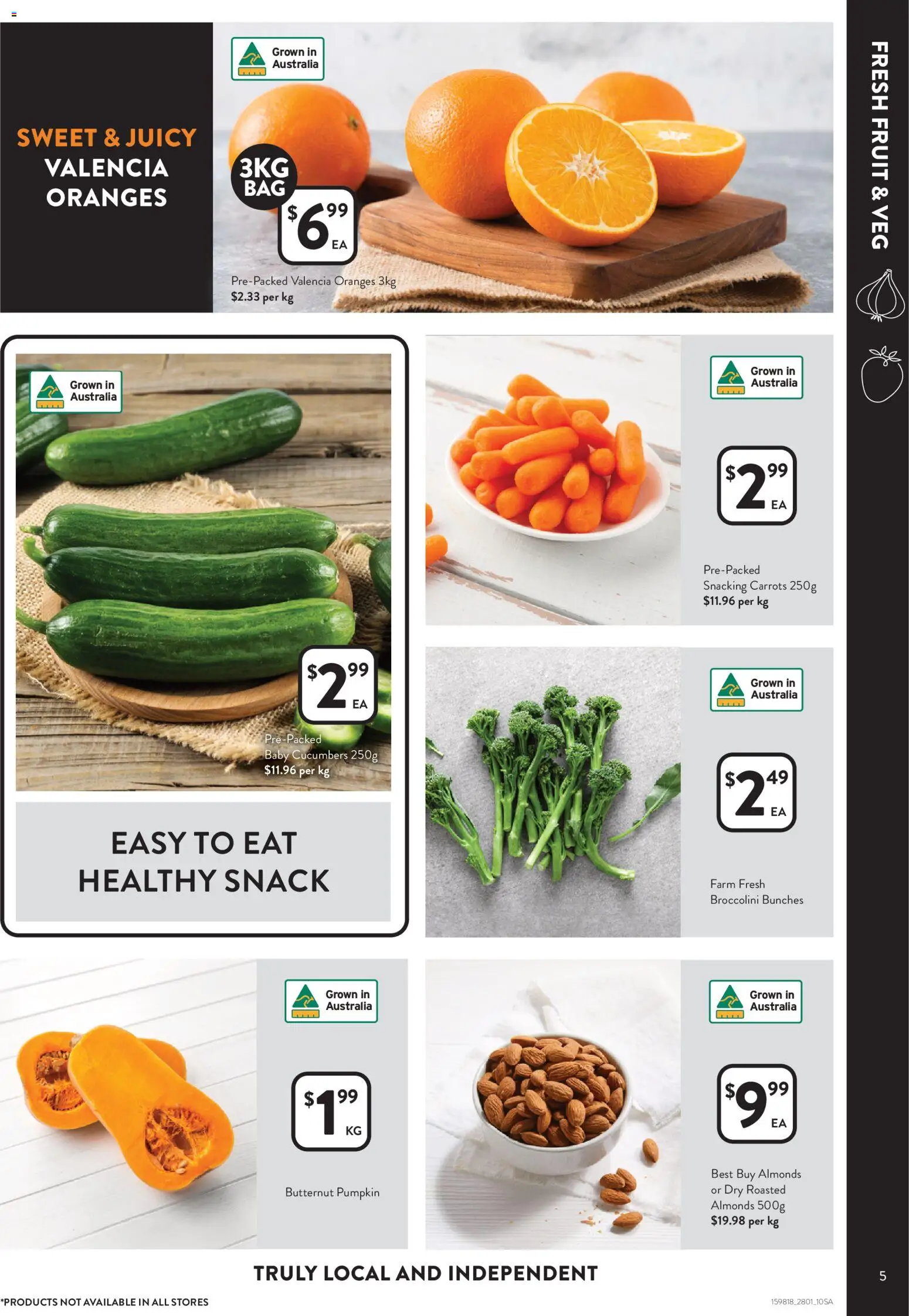 Foodworks catalogue - valid from 28.01.2026 | Page: 5 | Products: Almonds, Oranges, Cucumbers, Pumpkin