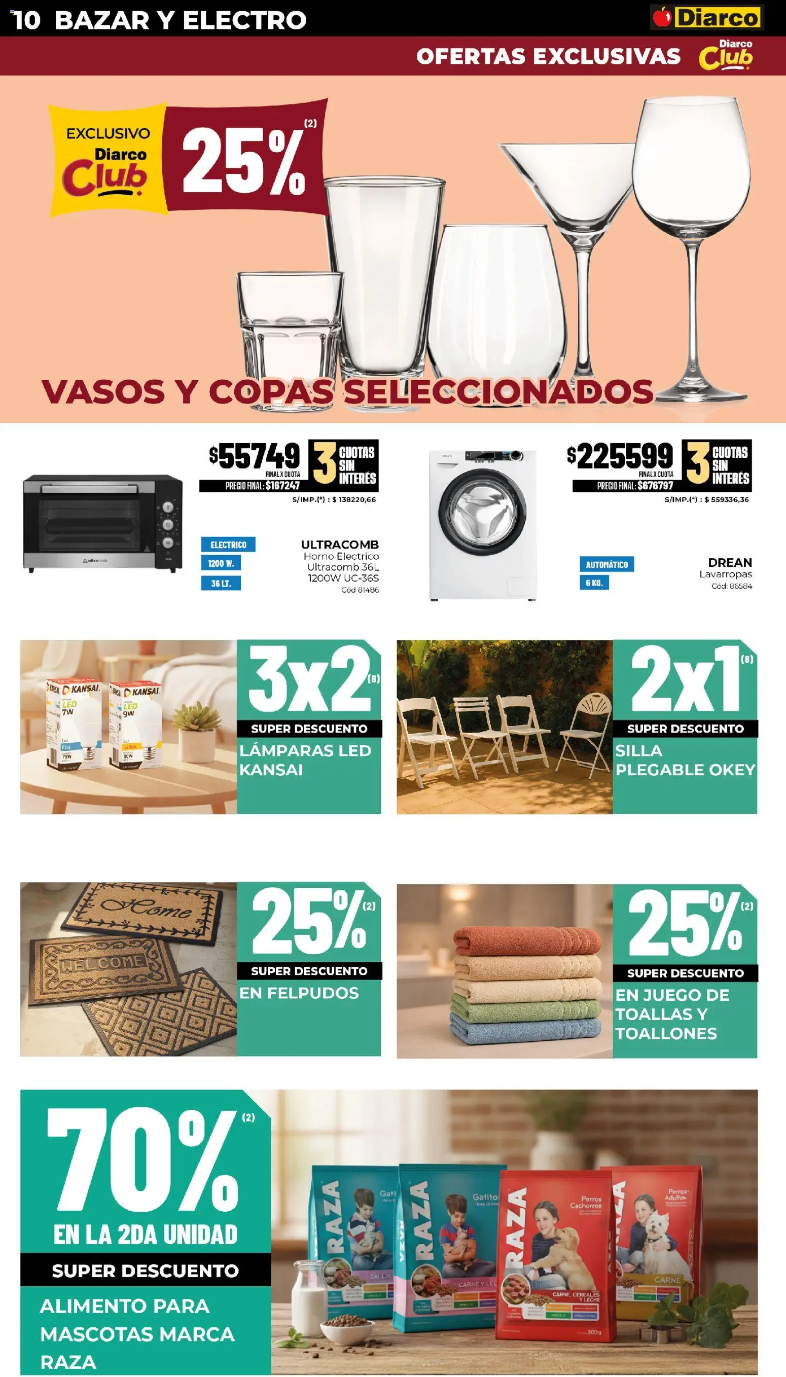 Diarco - Ofertas Pueblo Interior │ válido desde el 27.10.2025 | Página: 10 | Productos: Horno, Silla, Lavarropas, Leche