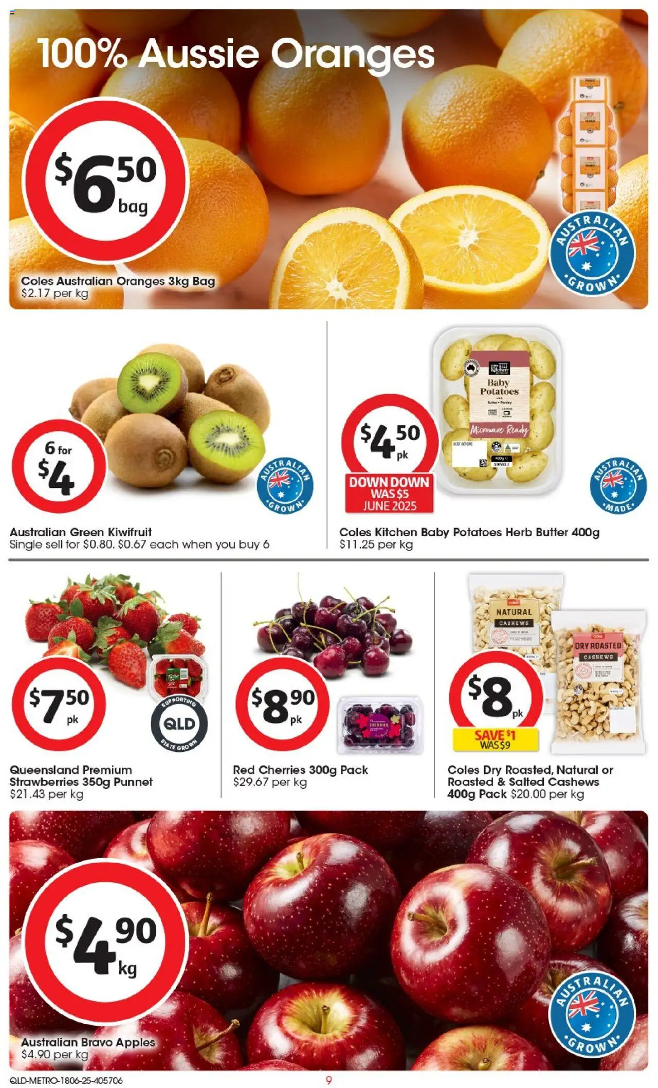Coles catalogue - valid from 18.06.2025 | Page: 9 | Products: Butter, Apples, Potatoes, Bag