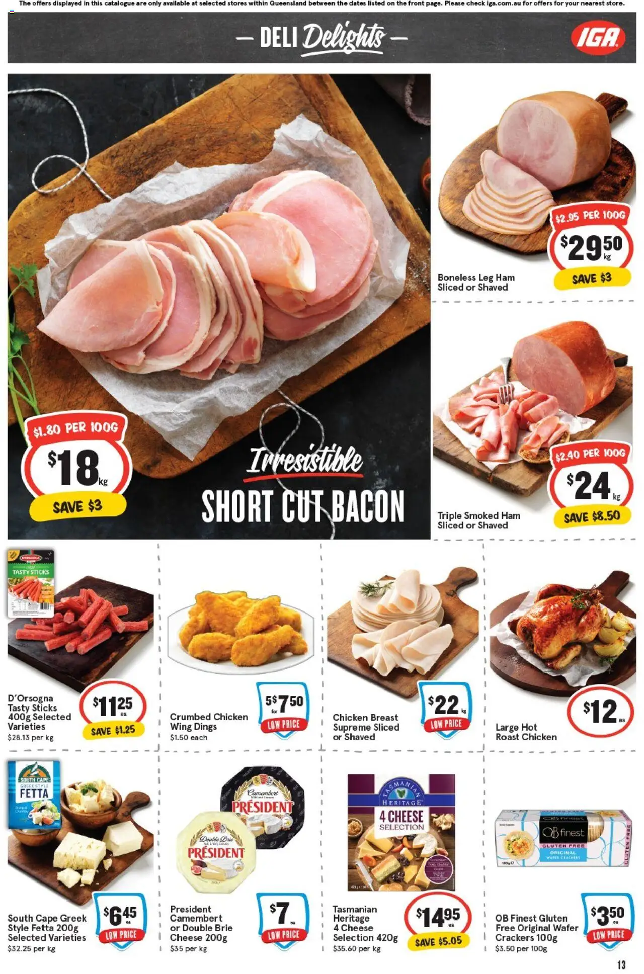 IGA catalogue - valid from 08.10.2025 | Page: 16 | Products: Bacon, Crackers, Cheese, Chicken