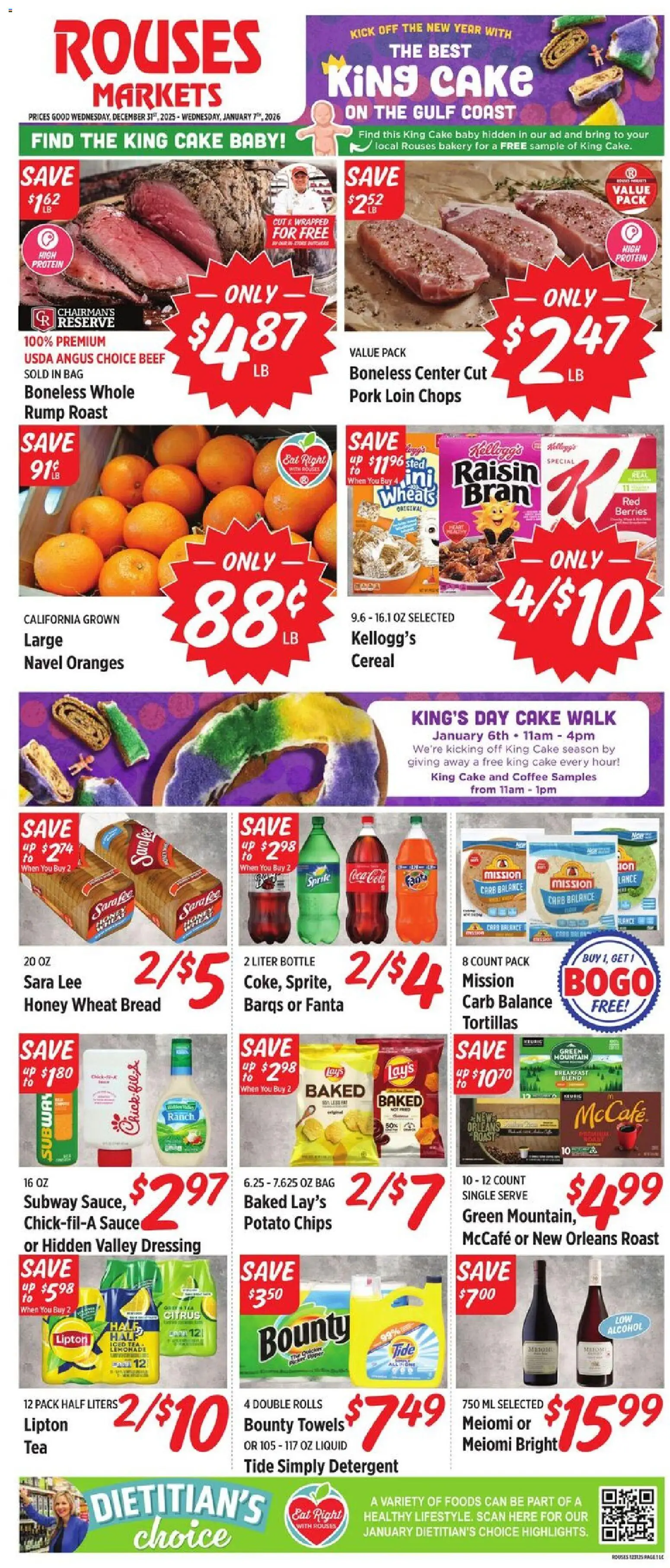 Rouses Weekly Ad - valid from 31.12.2025 | Page: 2 | Products: Bread, Coffee, Oranges, Detergent