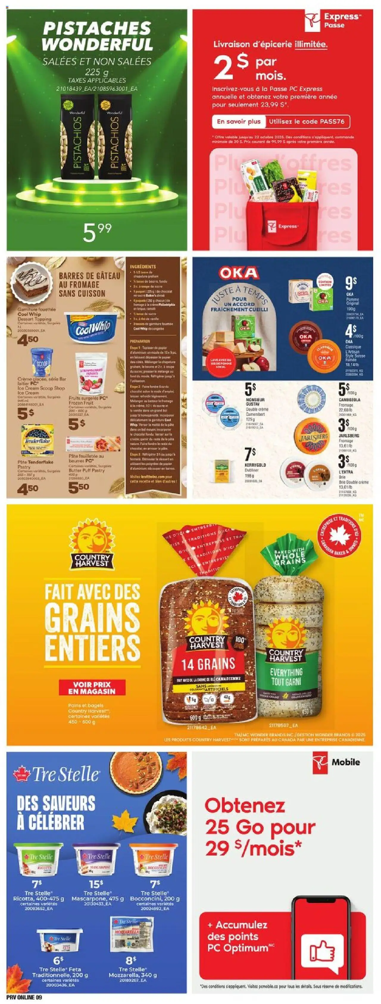 Provigo flyer valid from 09.10.2025 | Page: 11 | Products: Cream, Ice cream, PC, Butter