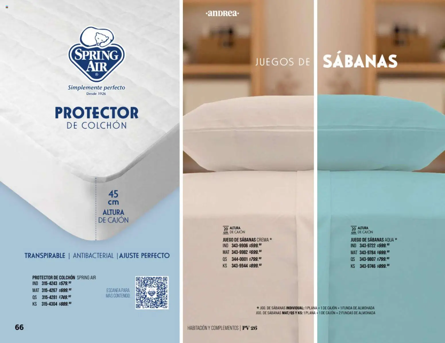 Nuevas ofertas de Andrea válidas en toda la República Mexicana desde el 25.01.2026. ¡Encuentra las mejores ofertas en Andrea catálogo Home! | Página: 66 | Productos: Crema, Juego, Funda, Almohada