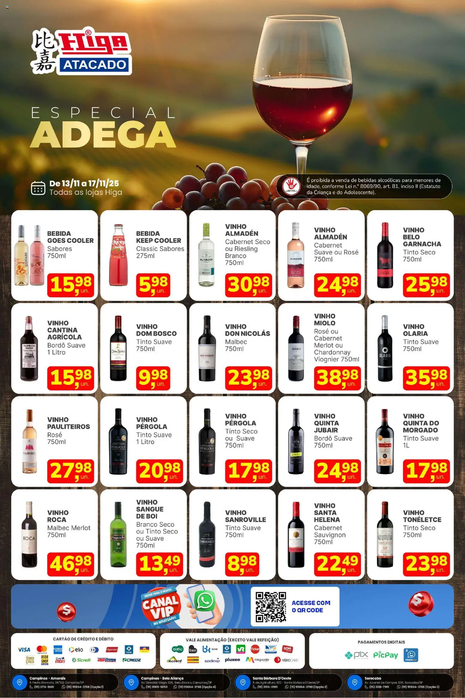 Higa Atacado Folheto - válido de 13.11.2025 | Página: 1 | Produtos: Cooler, Aliança, Vinho, Bebida