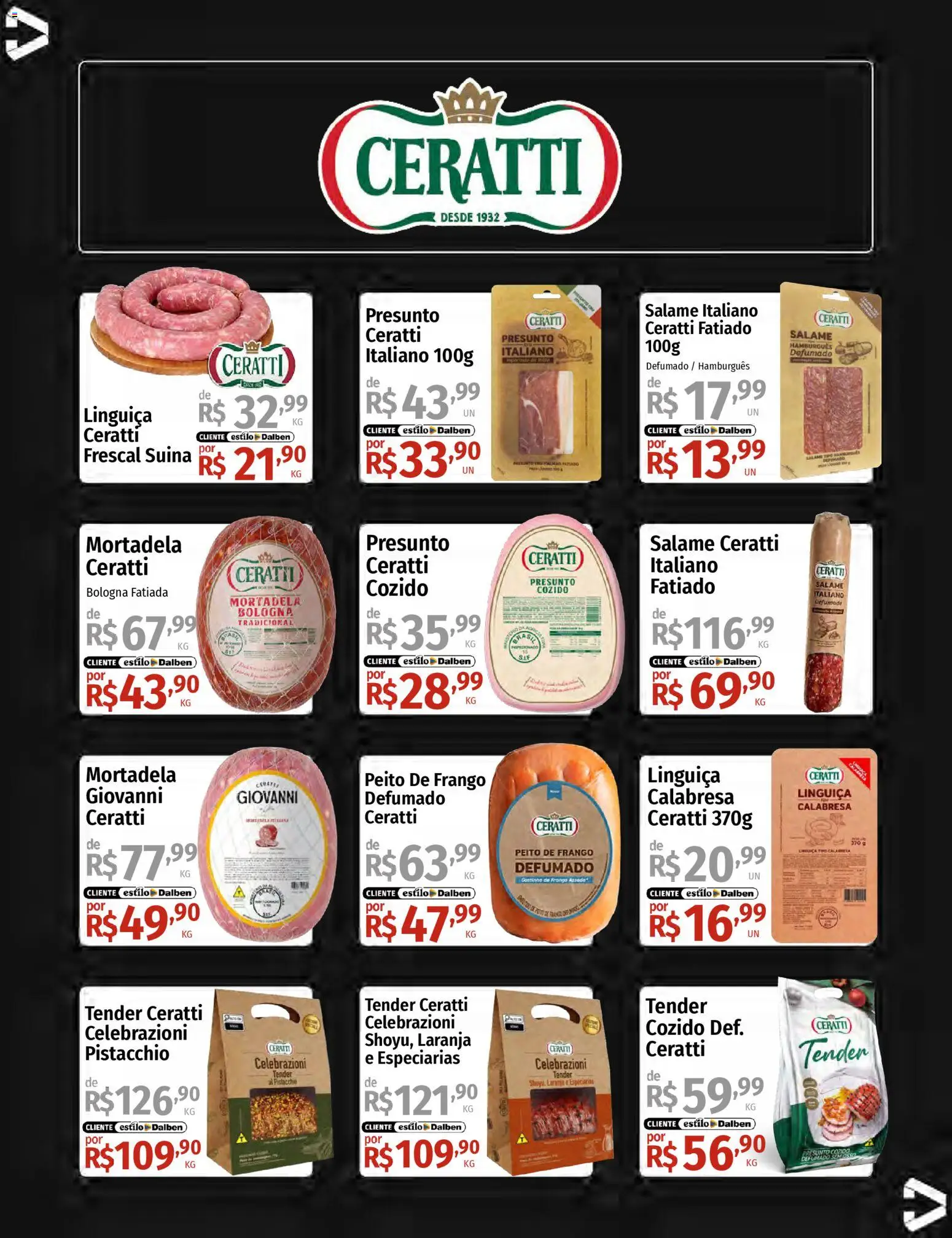 Supermercado Dalben Folheto - válido de 11.12.2025 | Página: 27 | Produtos: Tender ceratti, Salame, Presunto, Peito de frango