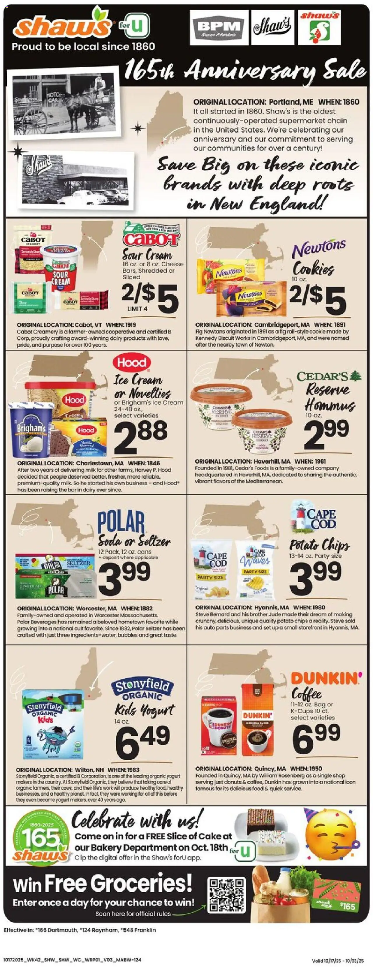 Shaw's Weekly Ad - MA - valid from 17.10.2025 | Page: 1 | Products: Yogurt, Chips, Cream, Cookies