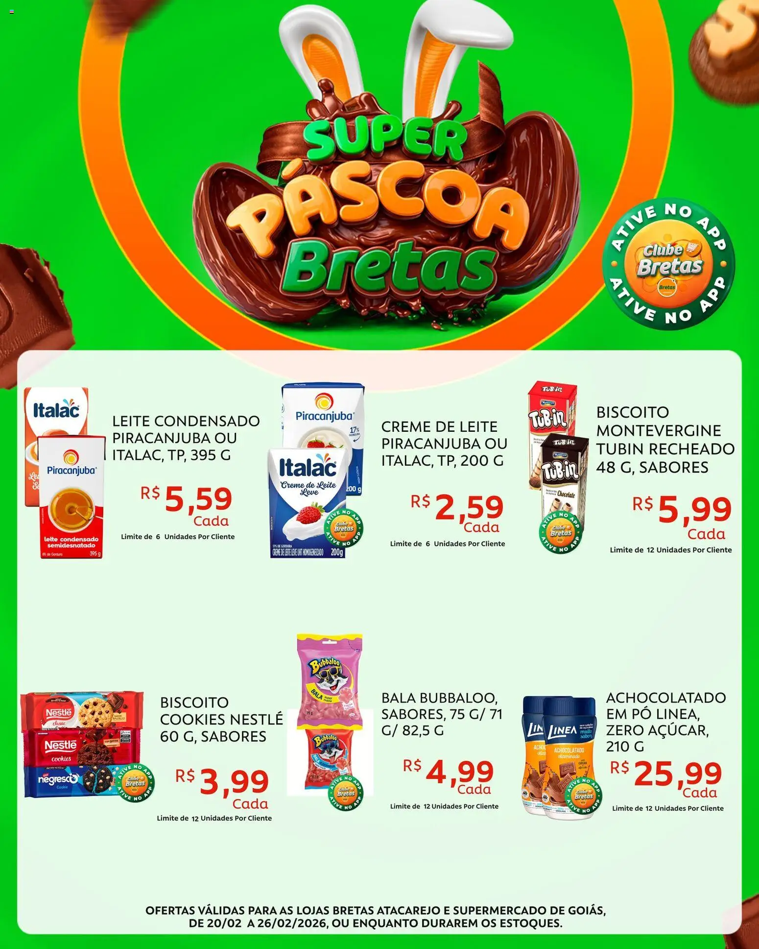 Bretas Folheto - válido de 20.02.2026 | Página: 4 | Produtos: Creme, Creme de leite, Cookies, Bala