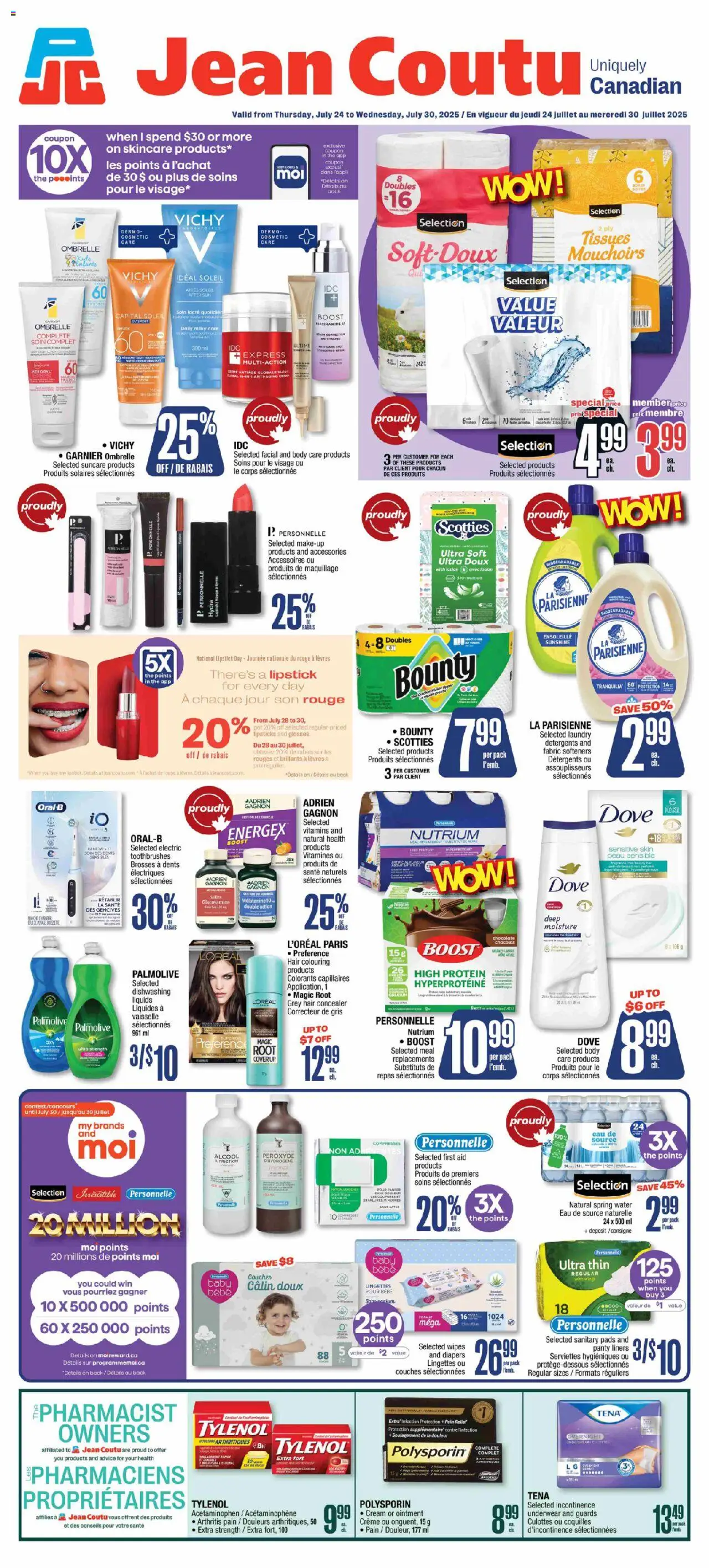 Jean Coutu flyer valid from 24.07.2025 | Page: 1 | Products: Cream, Concealer, Lipstick, Underwear