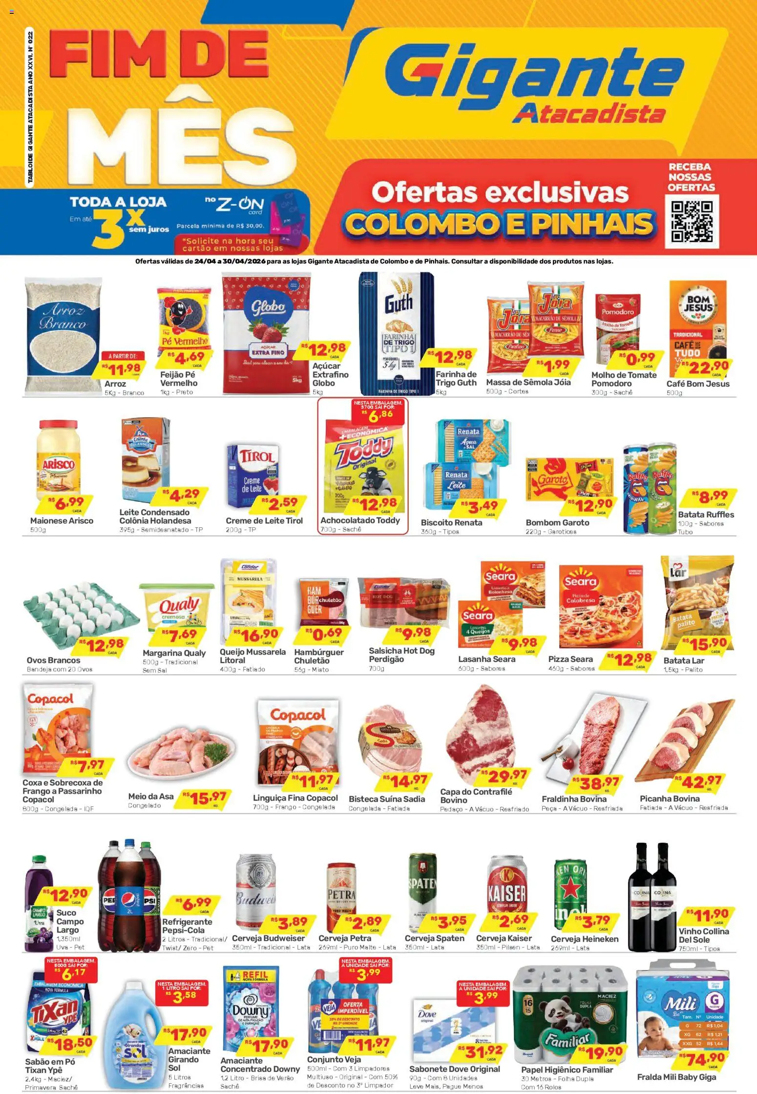 Gigante Atacadista Folheto - válido de 24.04.2026 | Página: 1 | Produtos: Feijão, Farinha de trigo, Salsicha, Papel higiênico