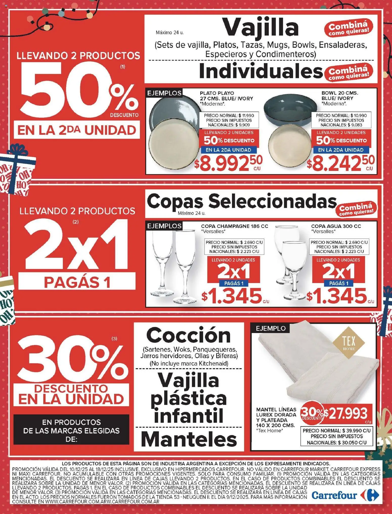 Carrefour ofertas │ válido desde el 10.12.2025 | Página: 22 | Productos: Sobre, Mantel, Champagne, Agua