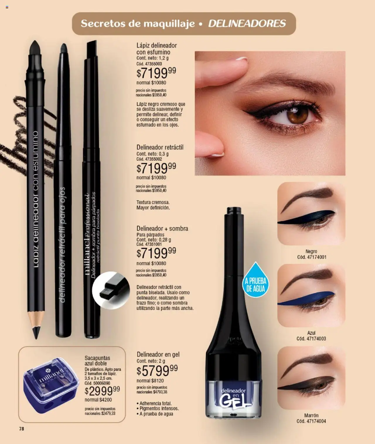 Millanel catálogo │ válido desde el 15.09.2025 | Página: 78 | Productos: Sacapuntas, Sombra, Delineador, Agua