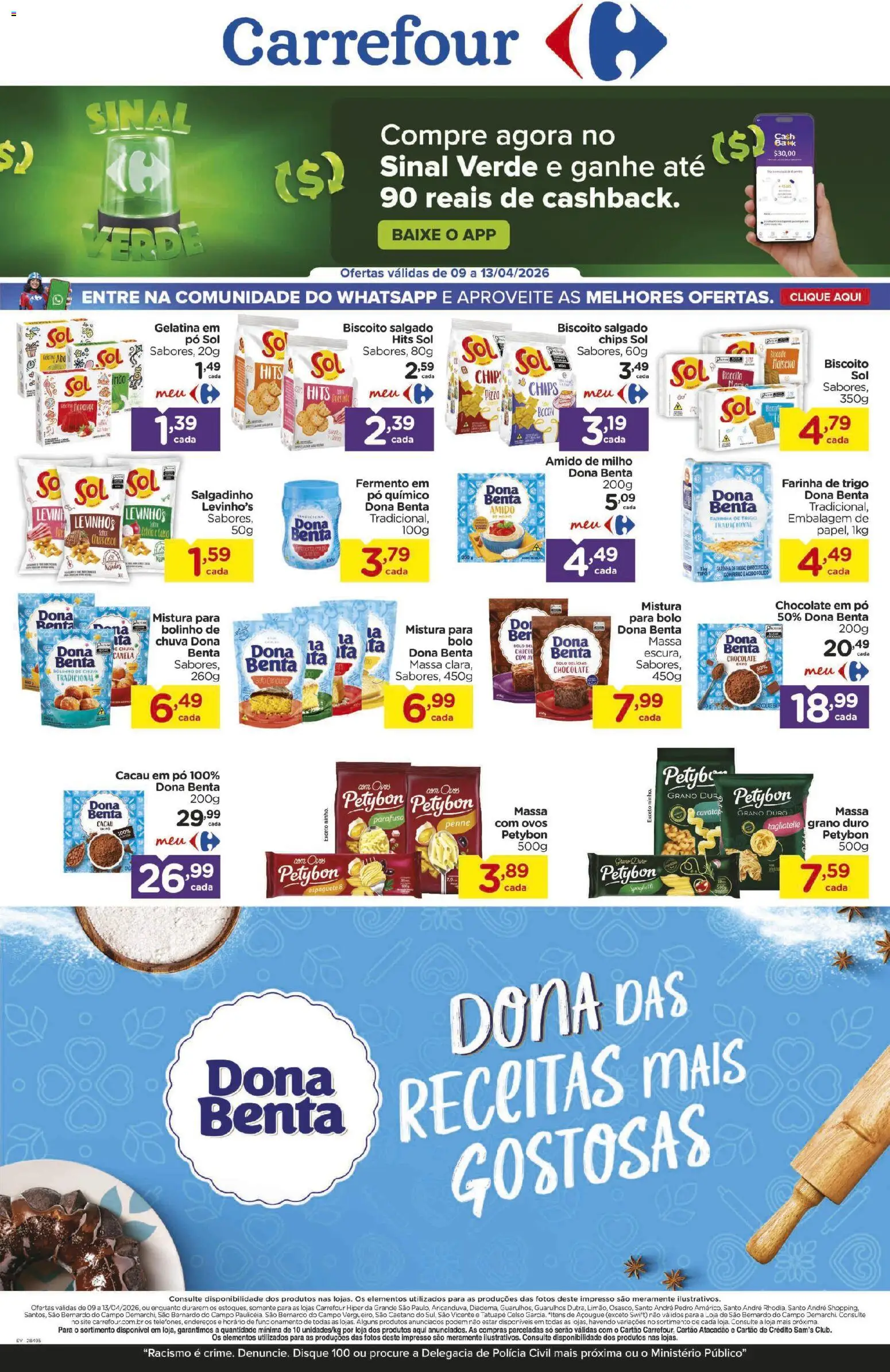 Carrefour Folheto - válido de 09.04.2026 | Página: 1 | Produtos: Pó, Amido de milho, Chocolate, Bolo