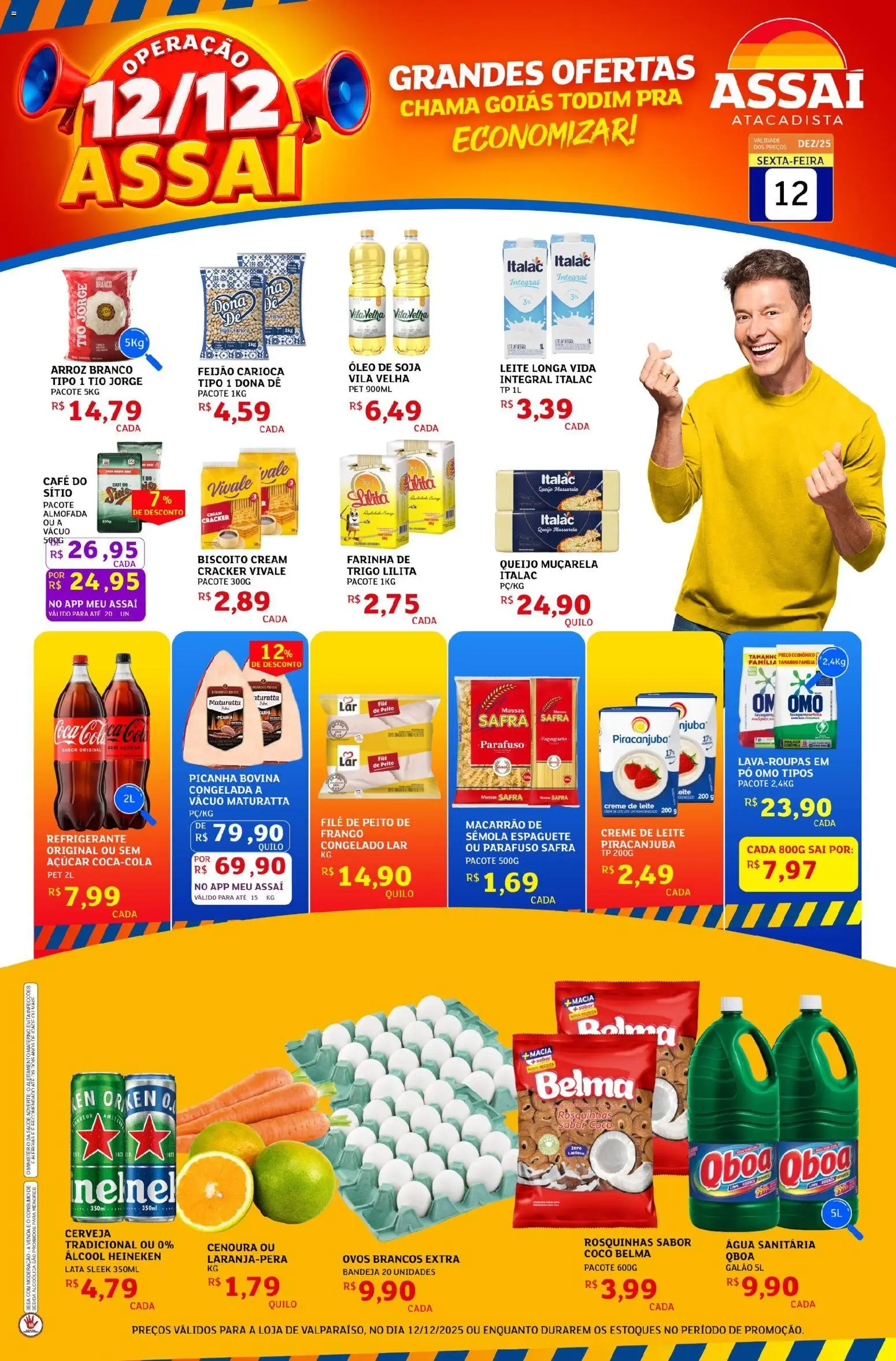 Assaí Atacadista Folheto - válido de 12.12.2025 | Página: 1 | Produtos: Biscoito, Almofada, Óleo, Bandeja