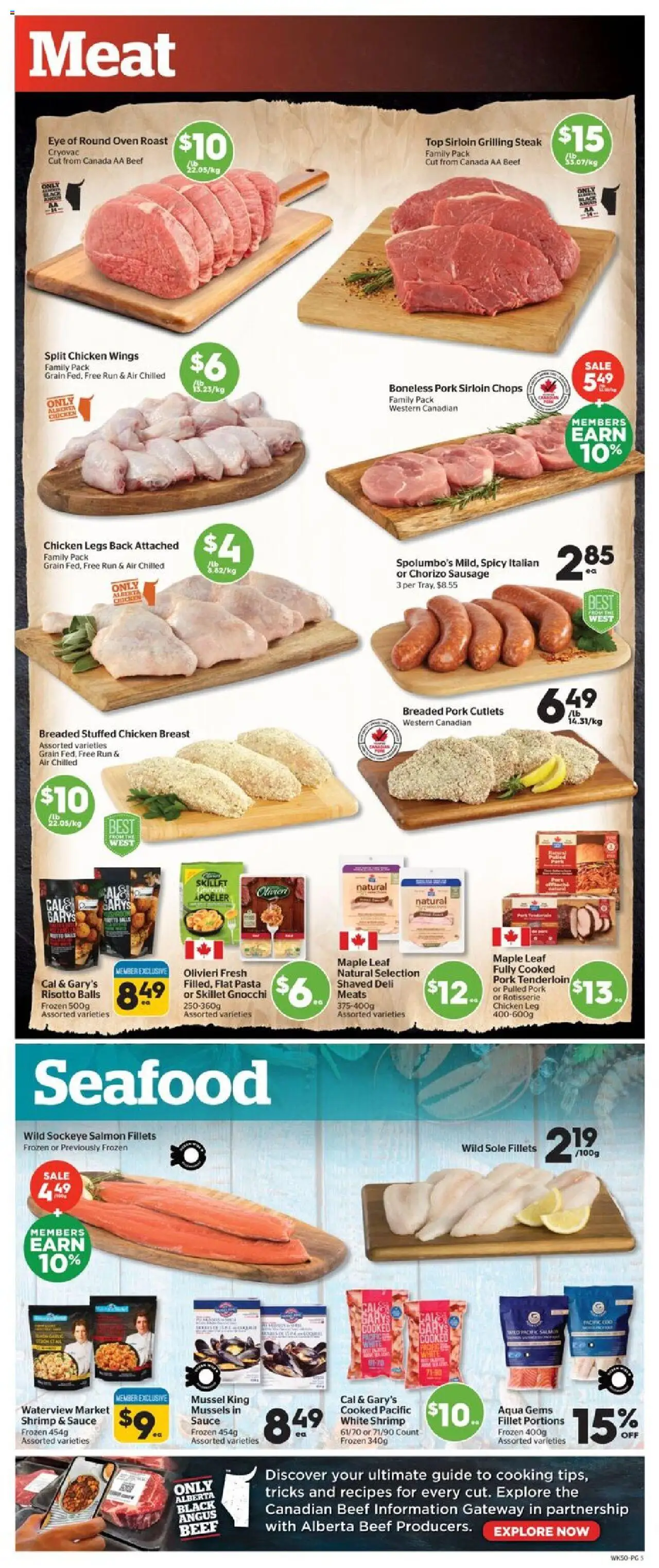 Calgary Co-op flyer valid from 16.10.2025 | Page: 6 | Products: Beef, Pasta, Chicken wings, Pork