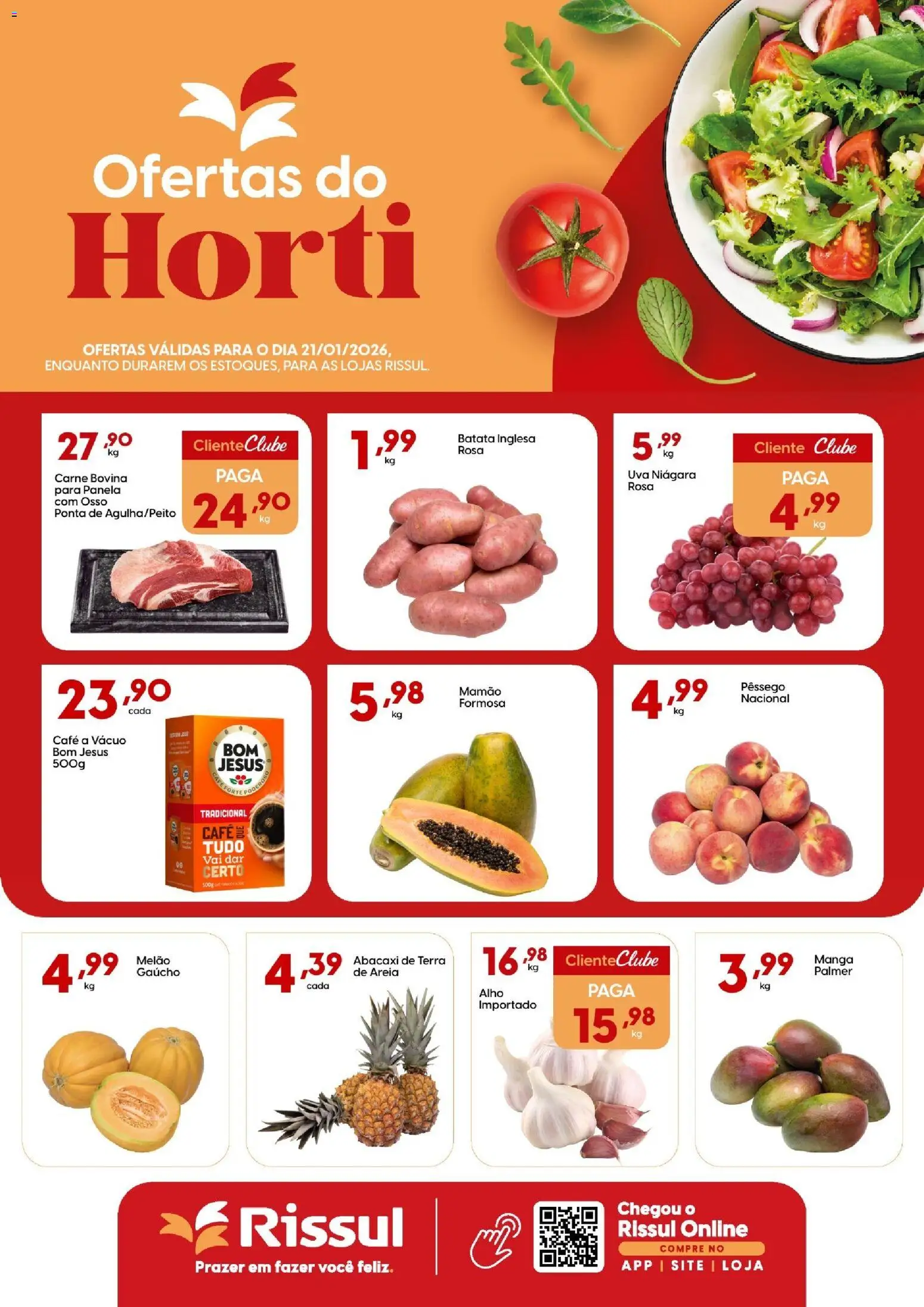 Rissul Folheto - válido de 21.01.2026 | Página: 1 | Produtos: Areia, Café, Carne, Mamão