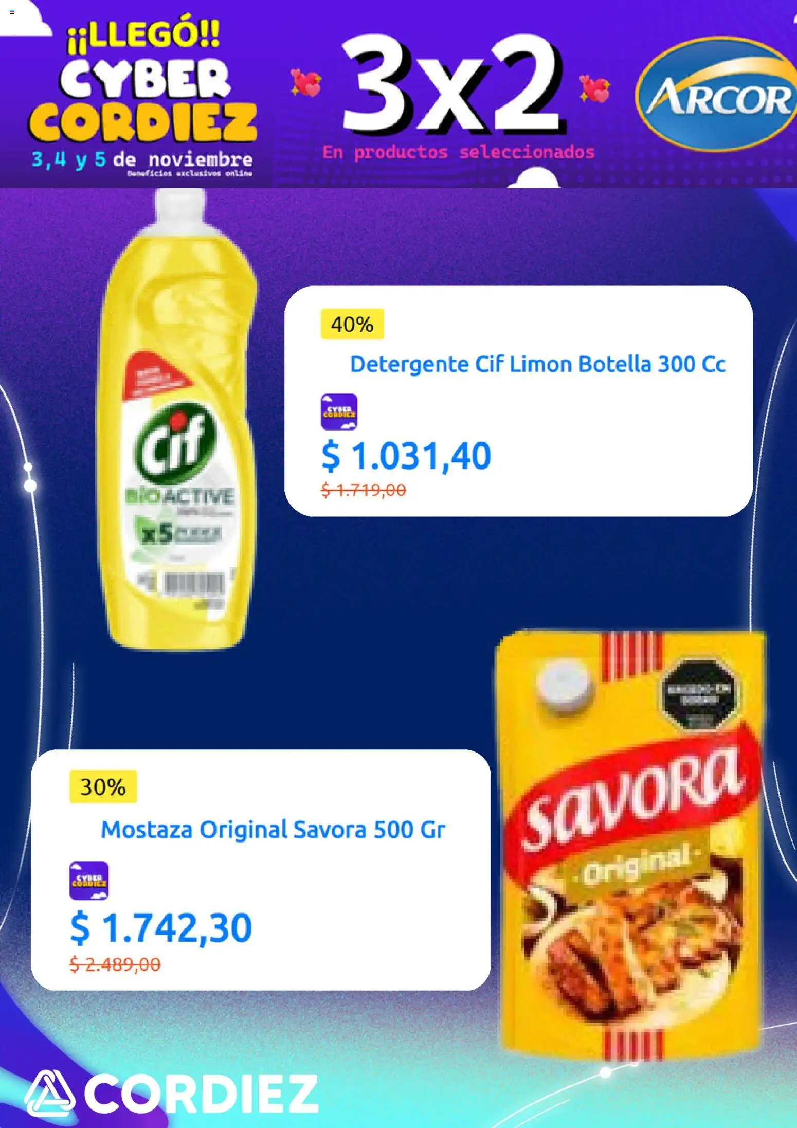 Cordiez - Cyber Monday  │ válido desde el 03.11.2025 | Página: 4 | Productos: Botella, Mostaza, Detergente, Limón