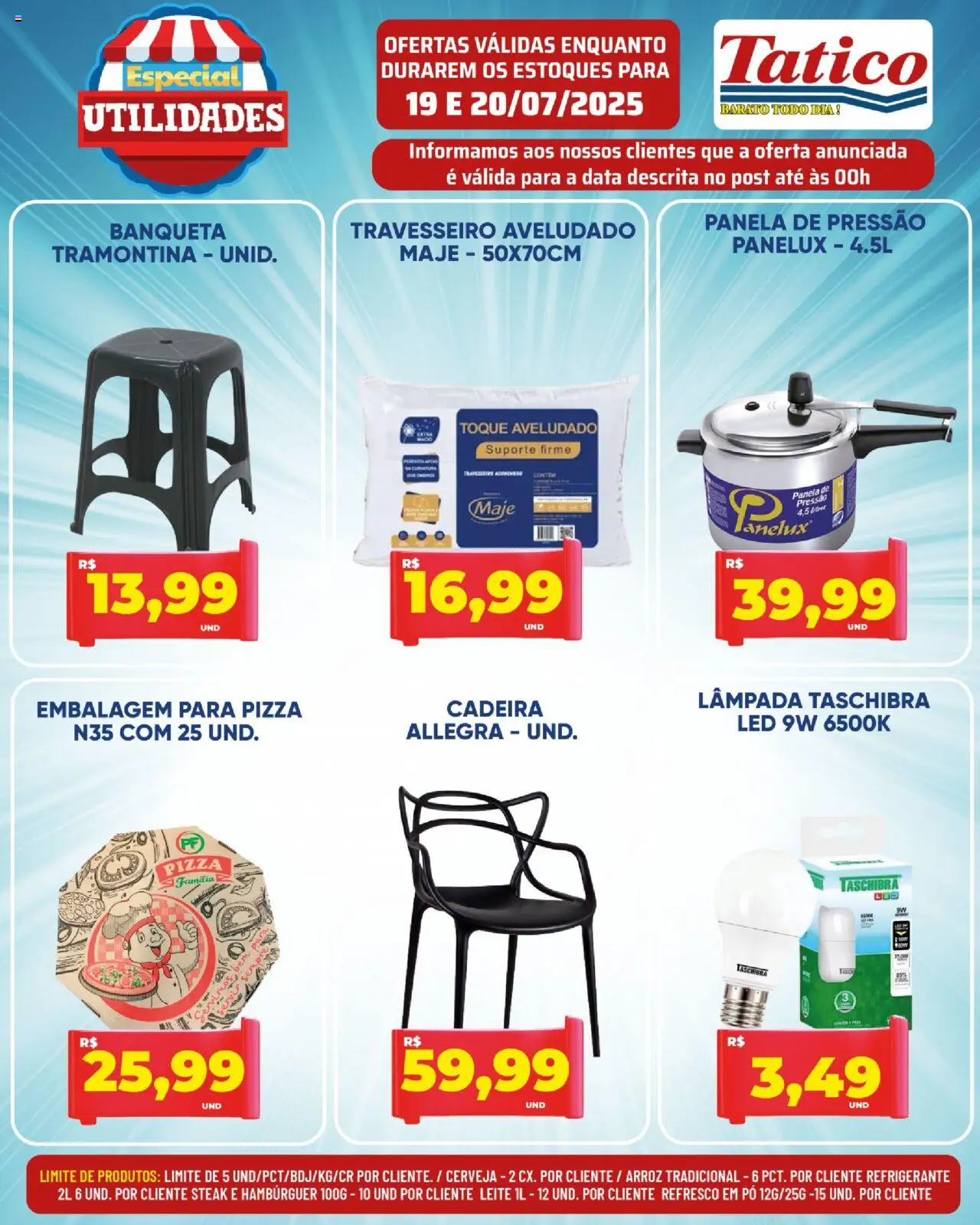 Tatico Folheto - válido de 19.07.2025 | Página: 20 | Produtos: Lâmpada, Refresco, Leite, Refrigerante