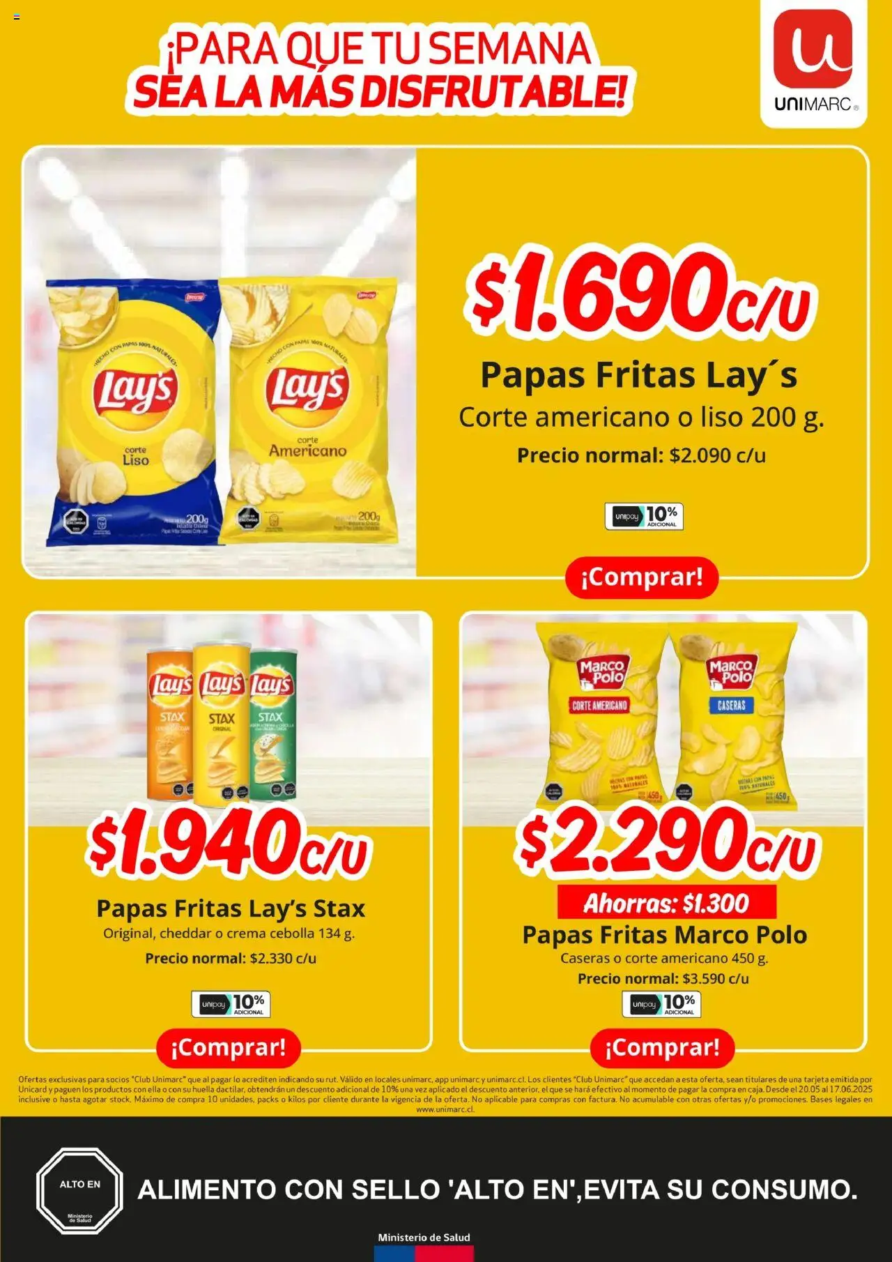 Unimarc ofertas  │ válido desde el 20.05.2025 | Página: 9 | Productos: Cebolla, Papas fritas, Crema