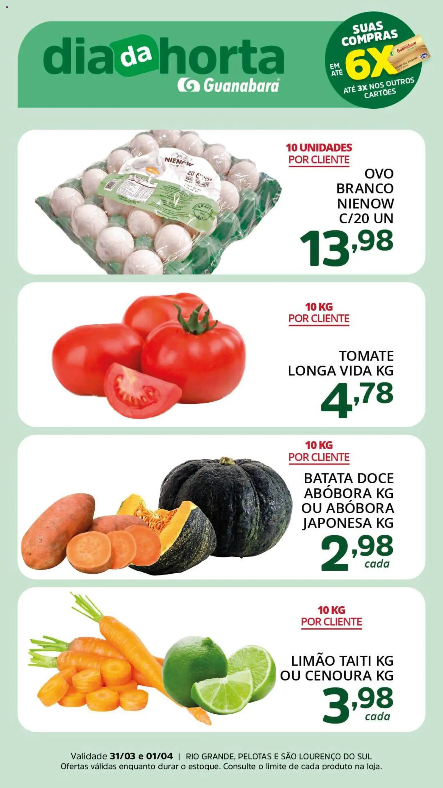 Supermercado Guanabara Folheto - válido de 31.03.2026 | Página: 3 | Produtos: Abóbora, Cenoura, Batata